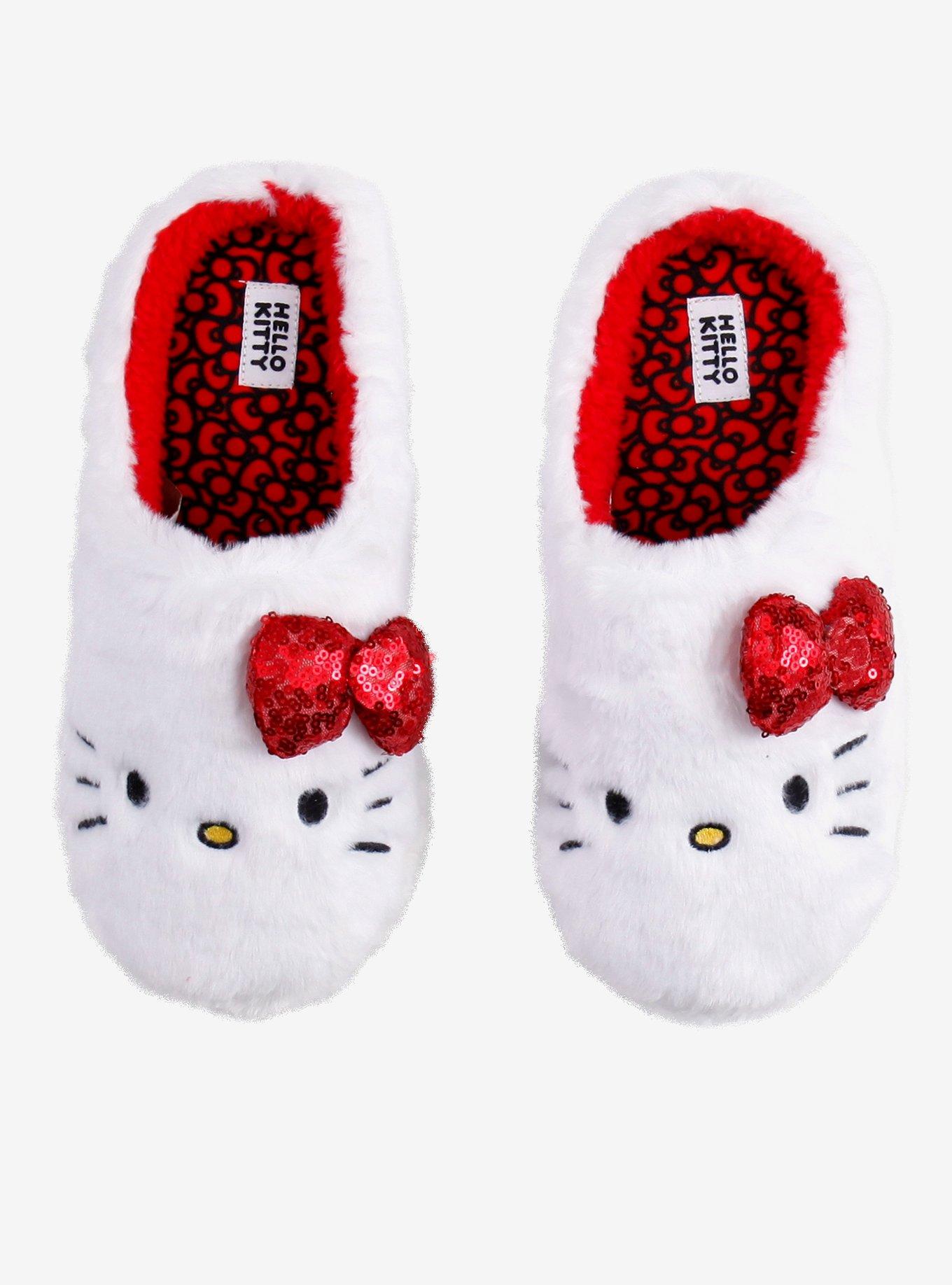 Hello Kitty Sequin Bow Slippers, , hi-res