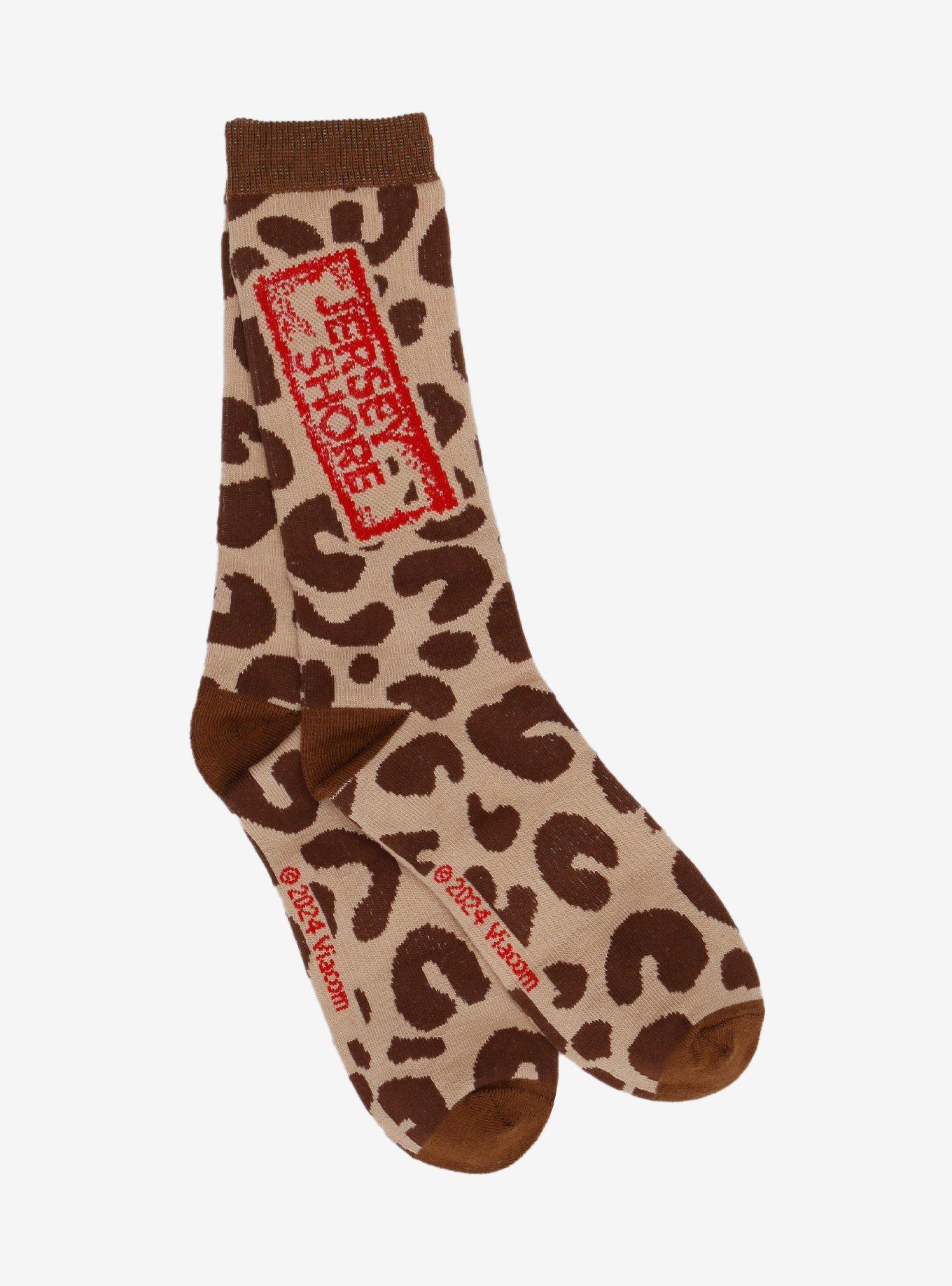 Jersey Shore Leopard Print Crew Socks, , hi-res