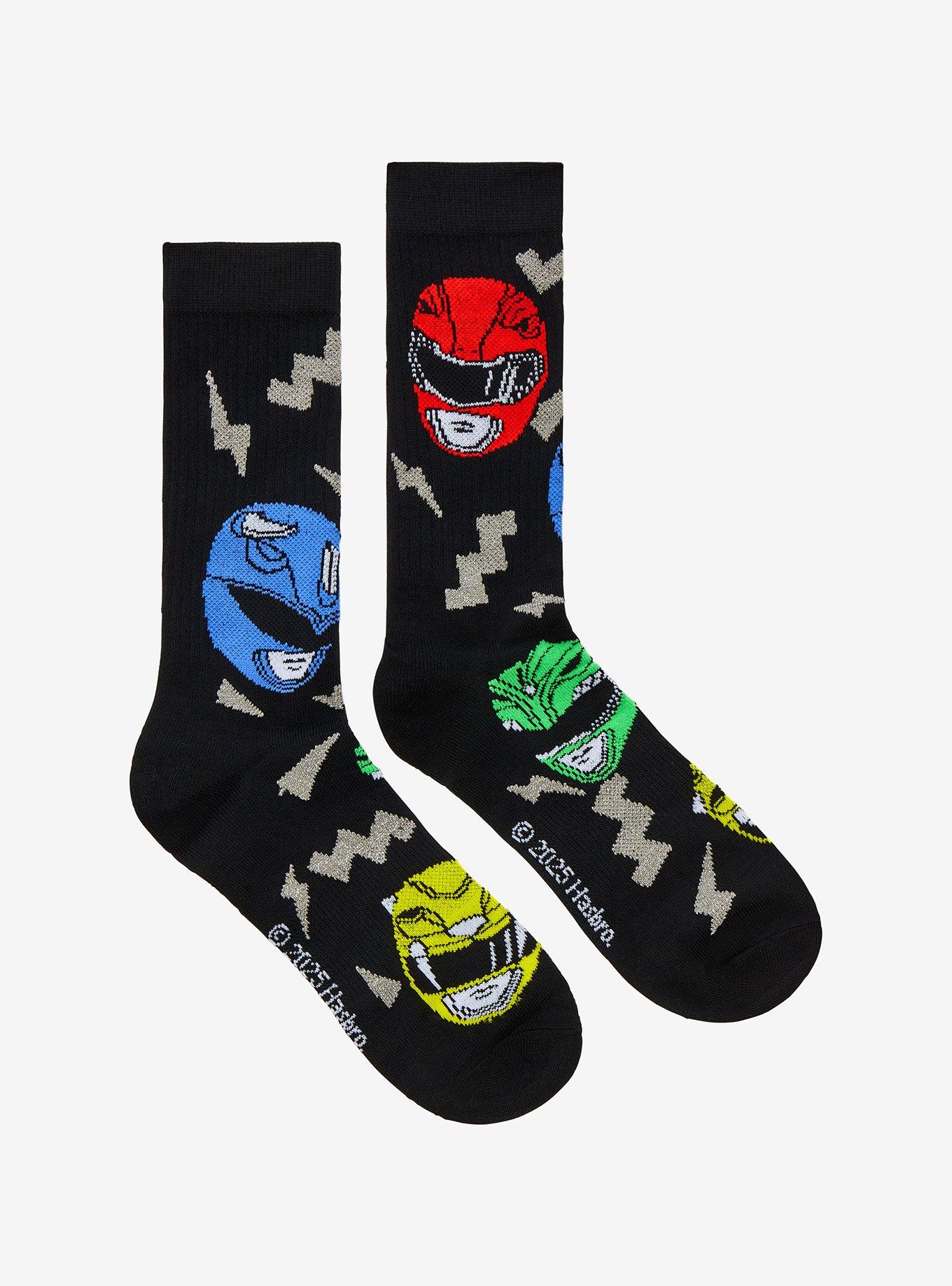 Mighty Morphin Power Rangers Masks Crew Socks, , hi-res