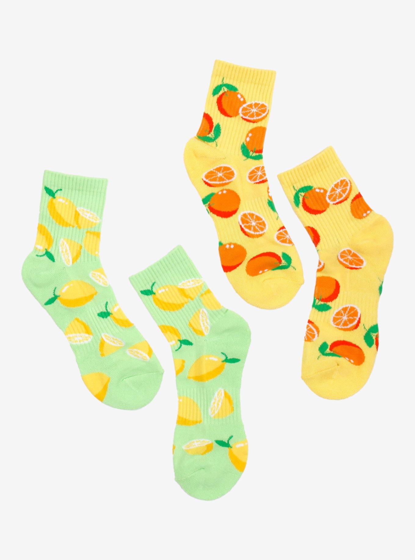 Lemon & Orange Crew Socks 2 Pair, , hi-res