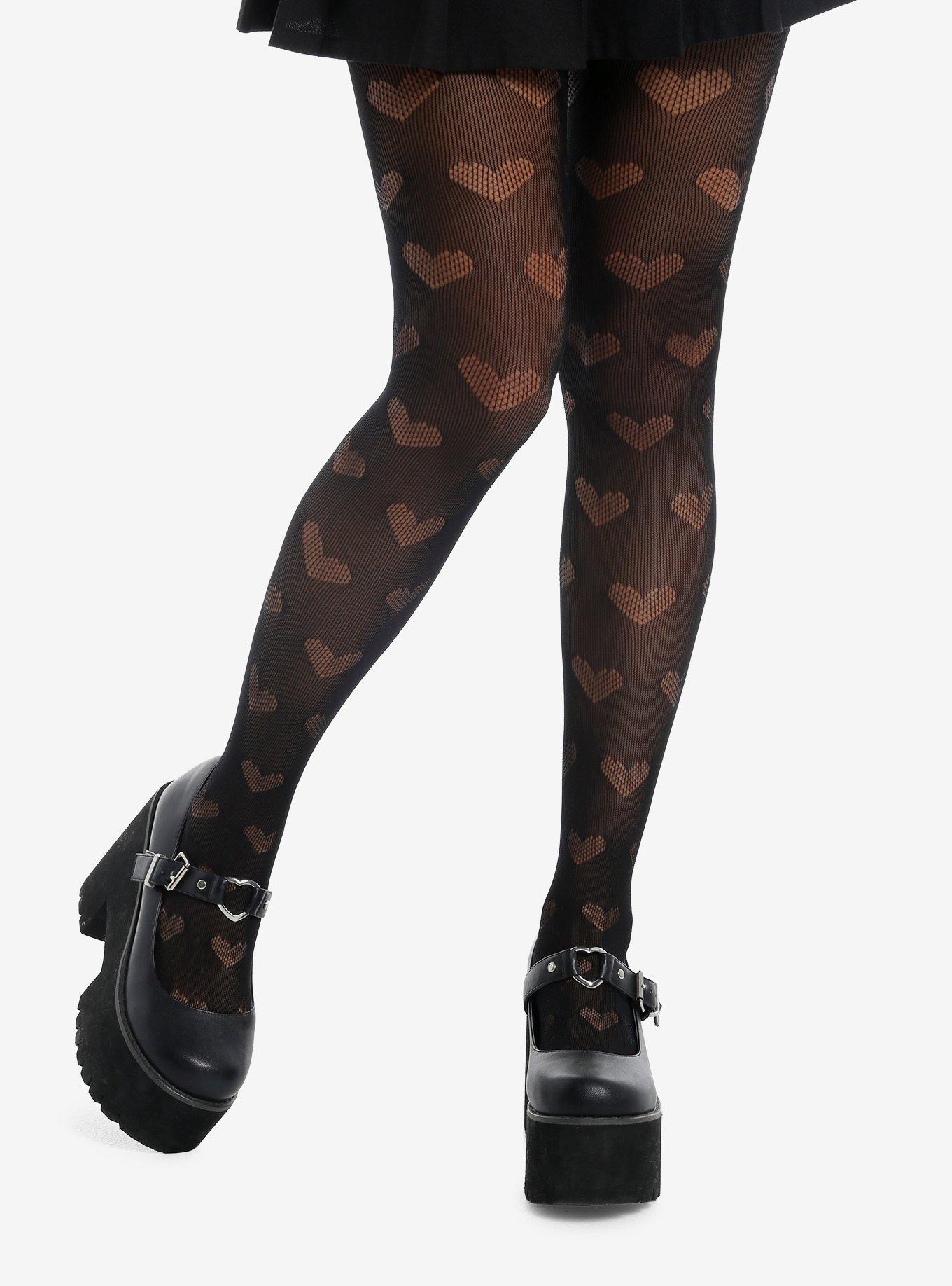 Black Heart Fishnet Tights | Hot Topic