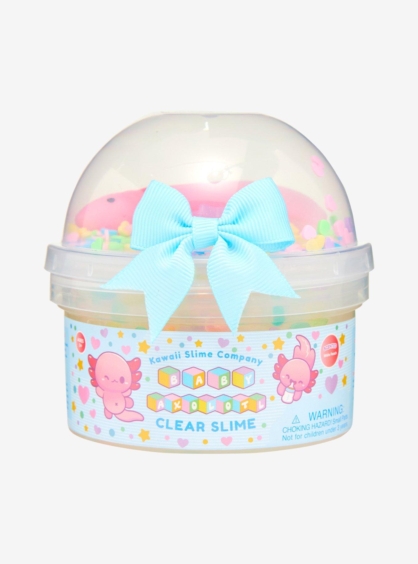 Kawaii Slime Company Baby Axolotl White Peach Scented Clear Slime, , hi-res