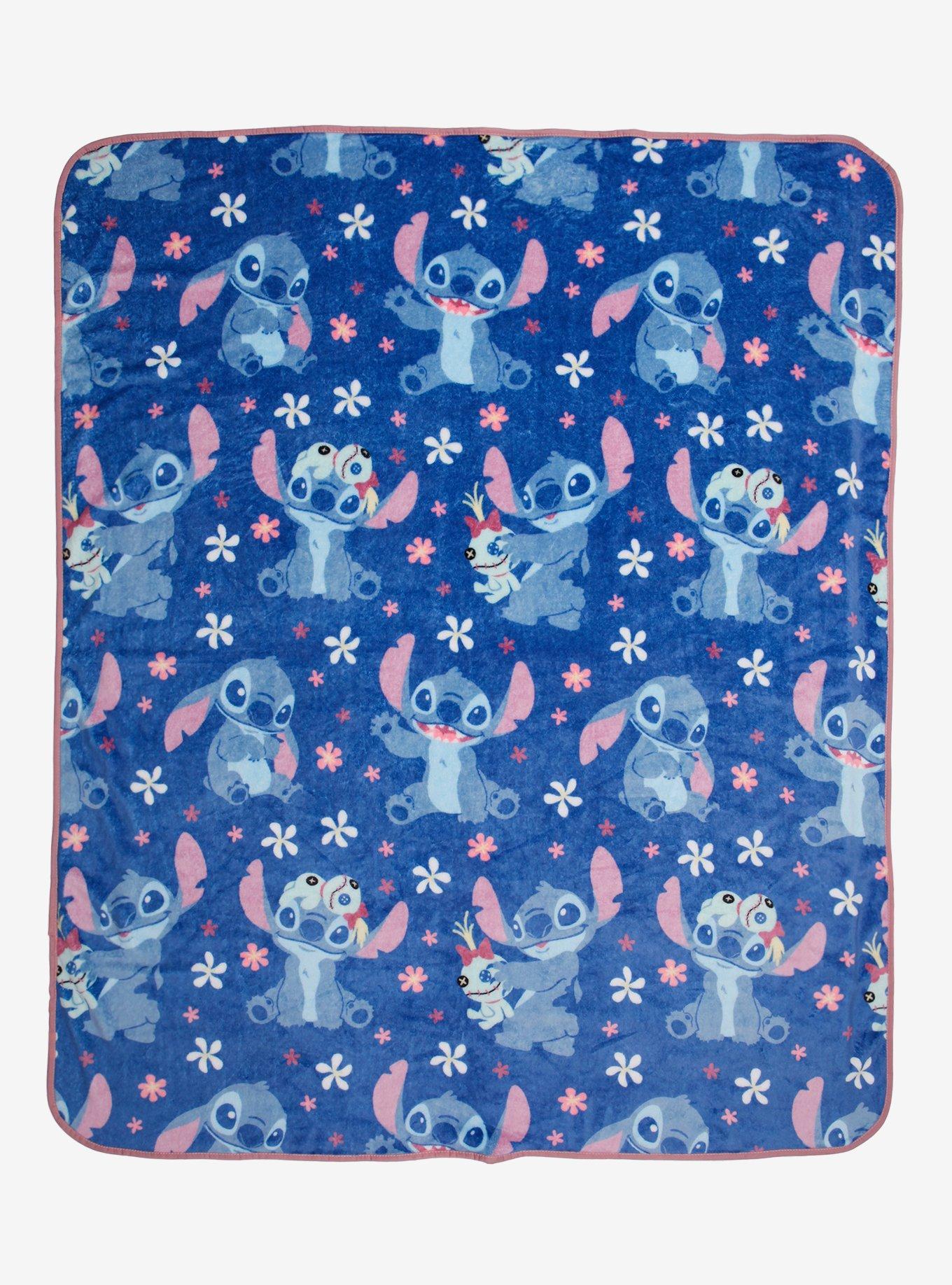 Disney Stitch Scrump Floral Throw Blanket