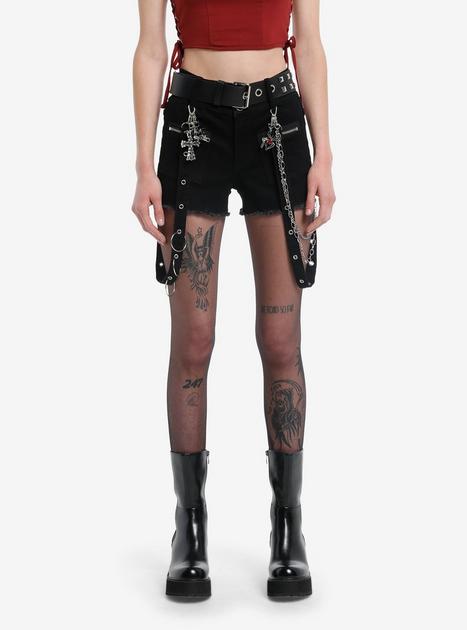 ★E.B.M★ Belted pin tuck point denim shorts EMO6DPT010 Perfect Day High Waist Denim Shorts | Windsor