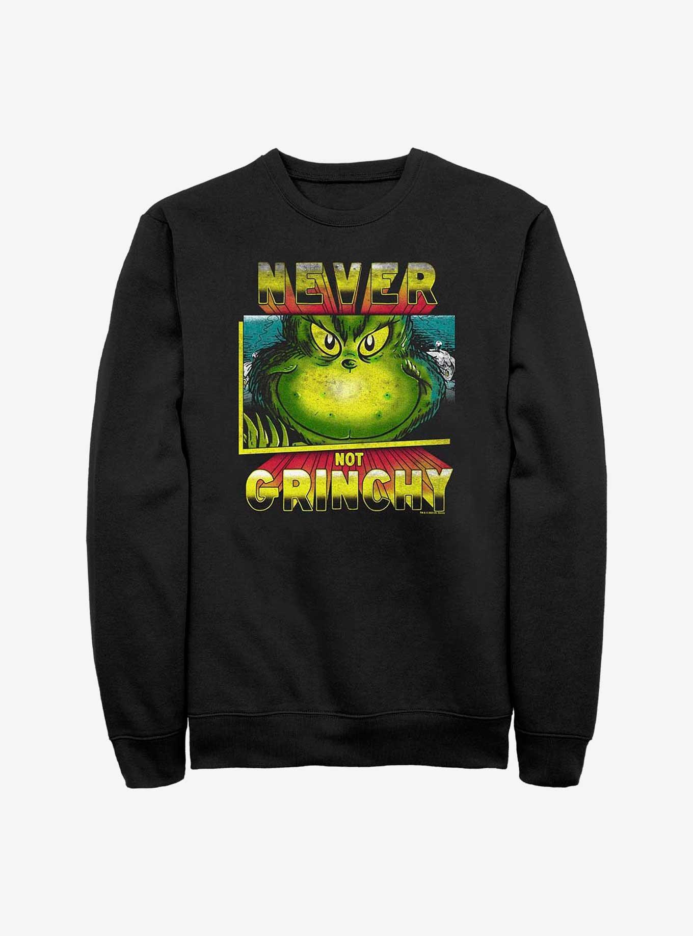 Dr. Seuss Grinch Closeup Sweatshirt, BLACK, hi-res