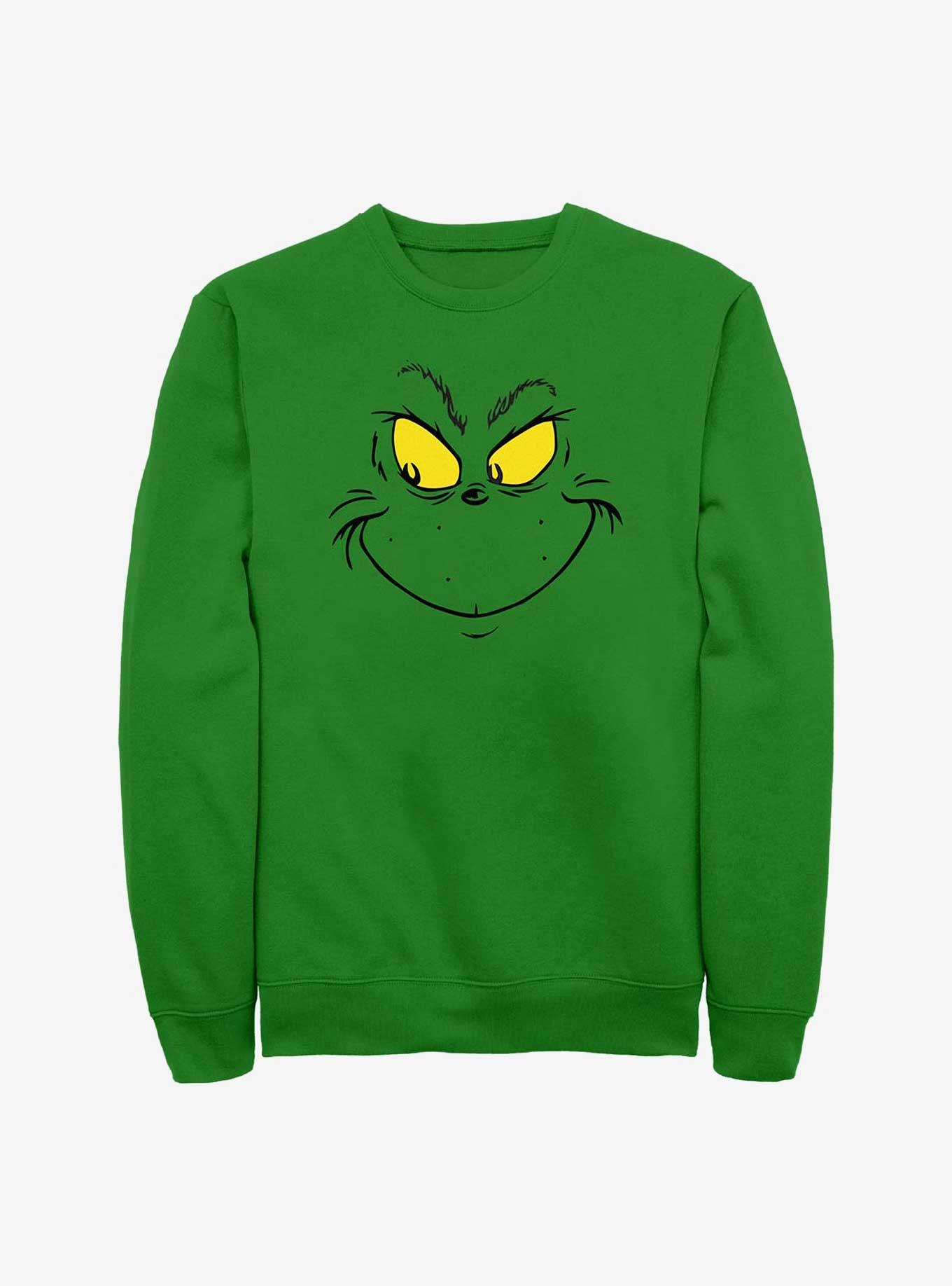 Dr. Seuss Grinch Smile Side Look Sweatshirt, KELLY, hi-res