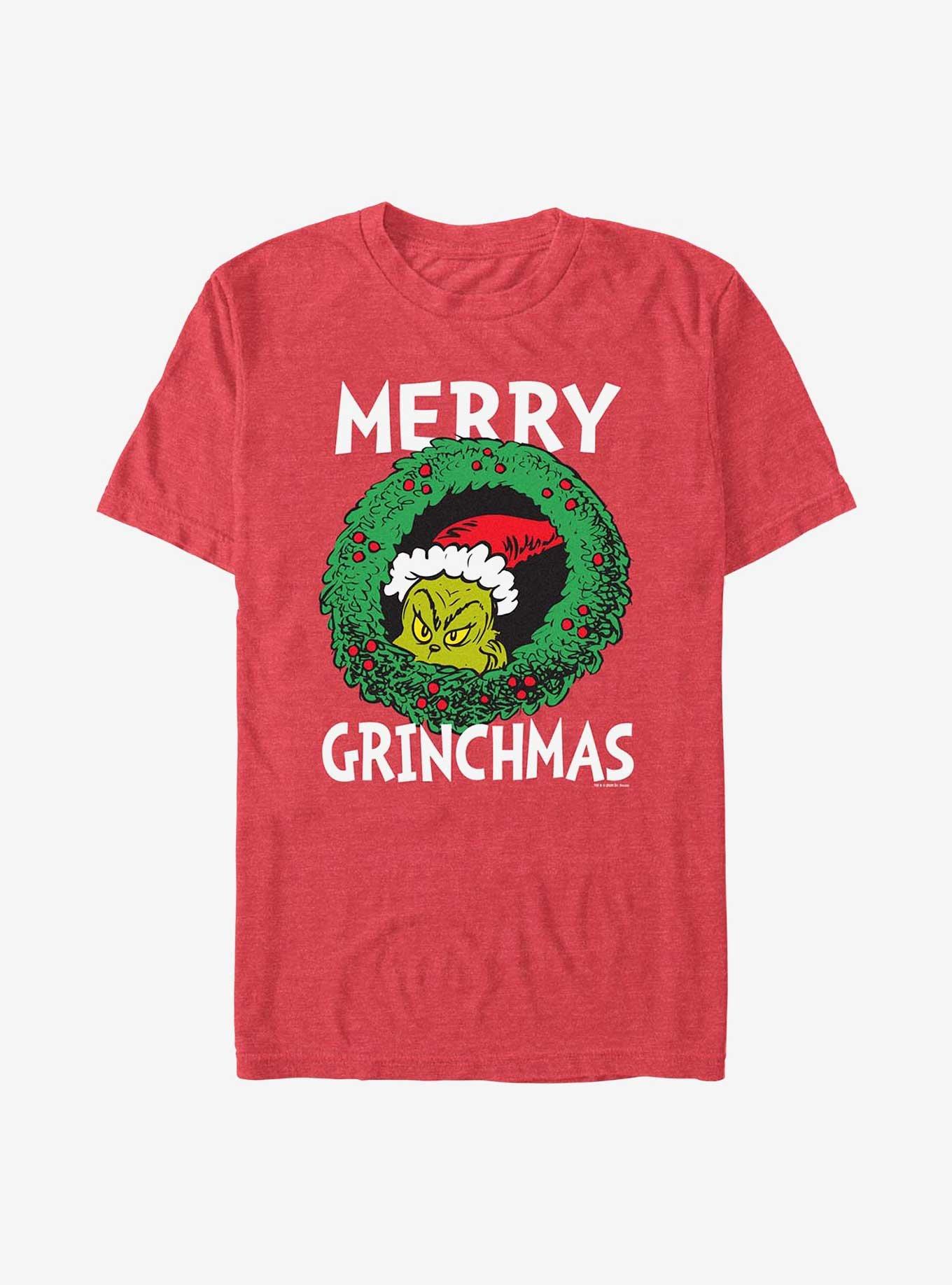 Dr. Seuss Merry Grinchmas T-Shirt, RED HTR, hi-res