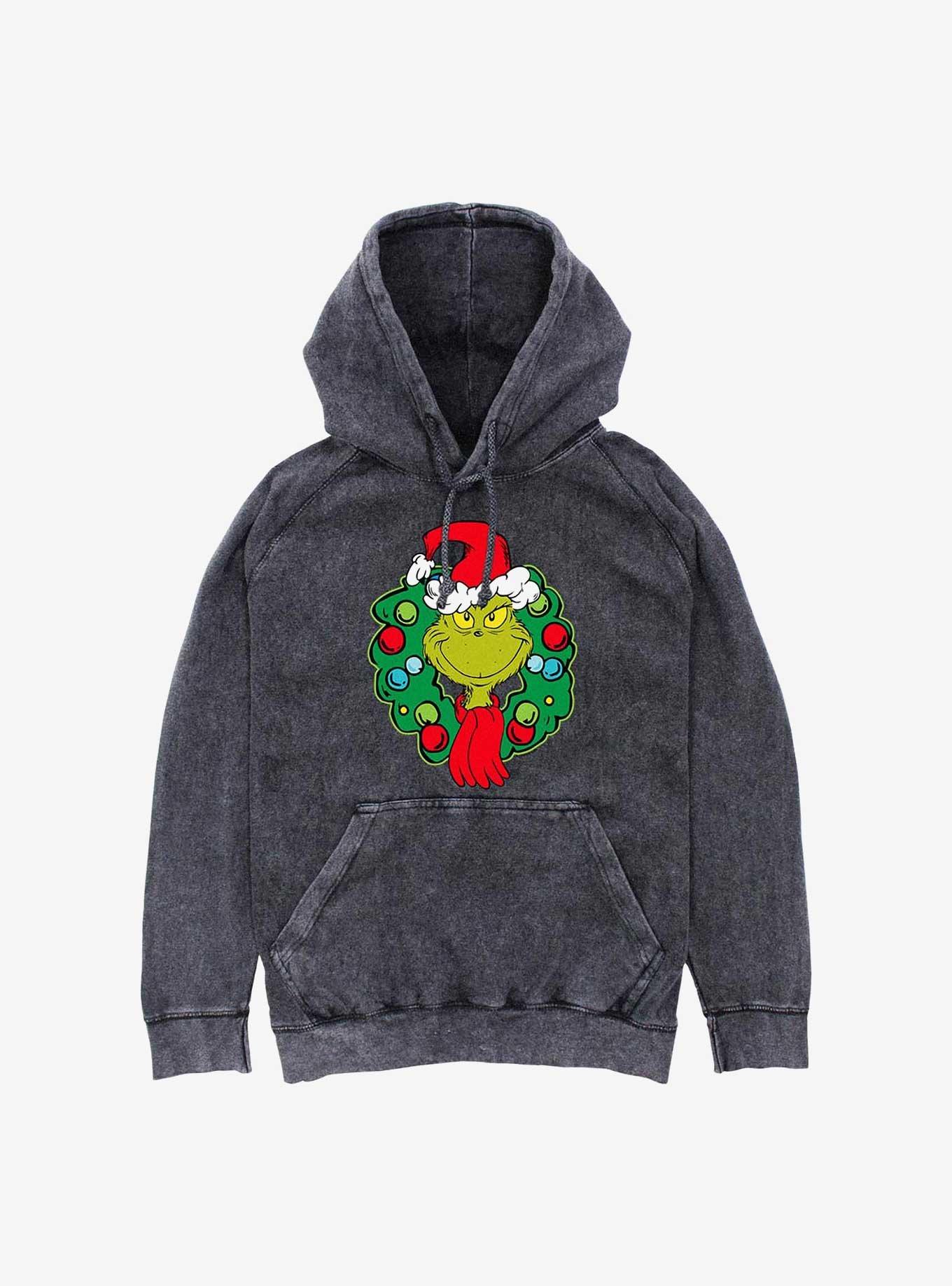 Dr. Seuss Grinch Wreath Mineral Wash Hoodie, , hi-res