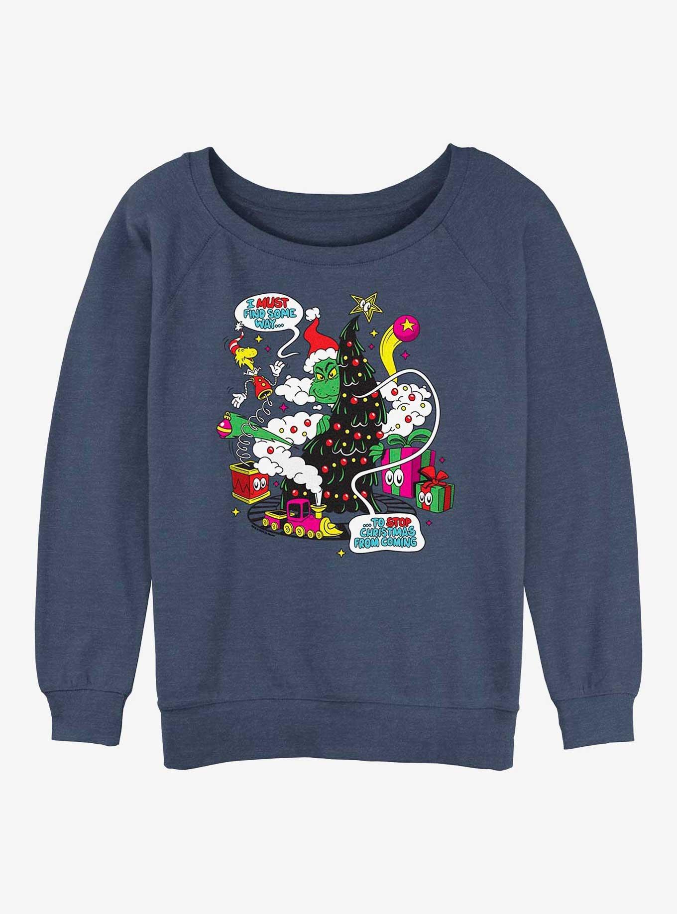 Dr. Seuss Find A Way Girls Slouchy Sweatshirt, BLUEHTR, hi-res