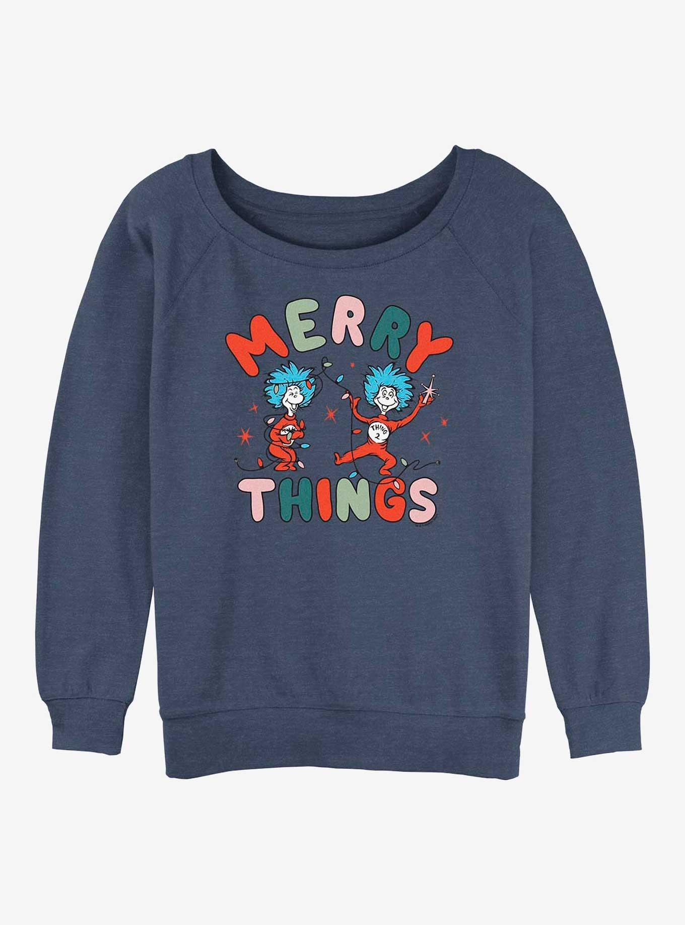 Dr. Seuss Merry Things Girls Slouchy Sweatshirt, , hi-res