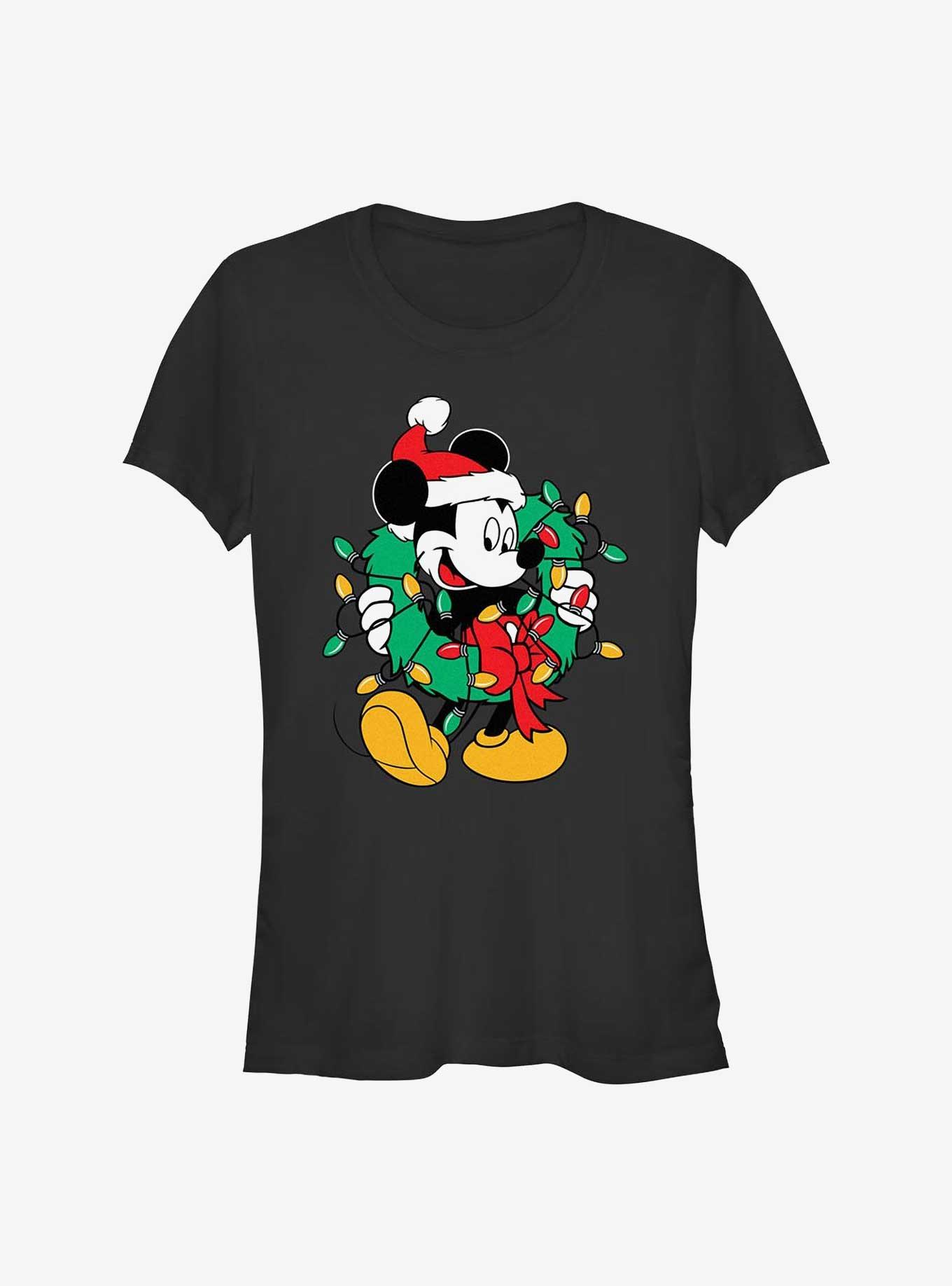 Disney Mickey Mouse Santa Mickey Wreath & Lights Girls T-Shirt, , hi-res