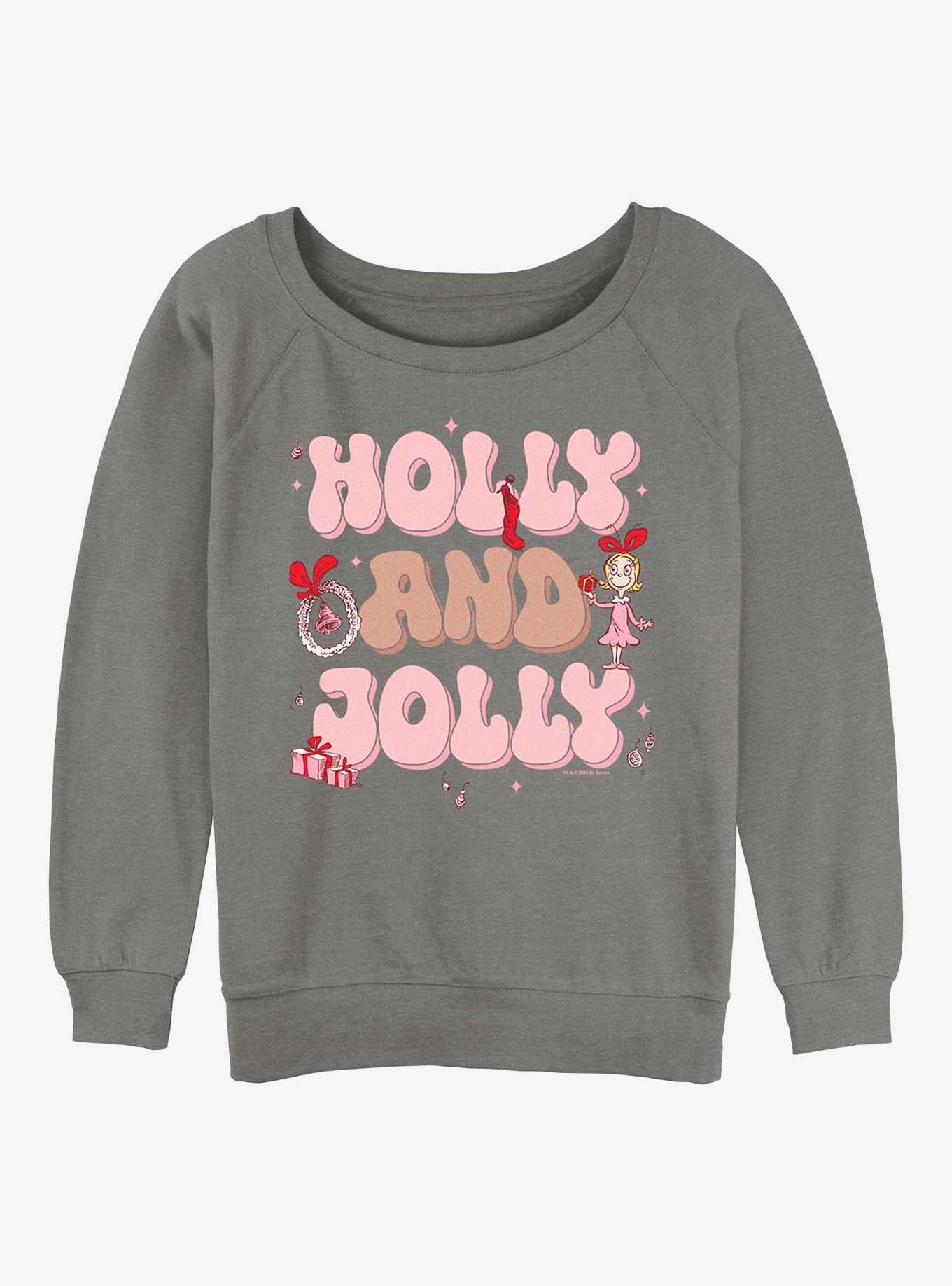 Dr. Seuss Holly And Jolly Girls Slouchy Sweatshirt, , hi-res