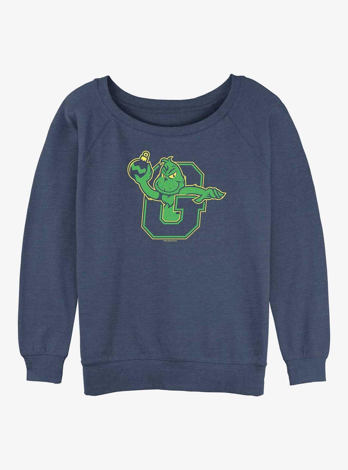 Dr. Seuss Collegiate Grinch Girls Slouchy Sweatshirt