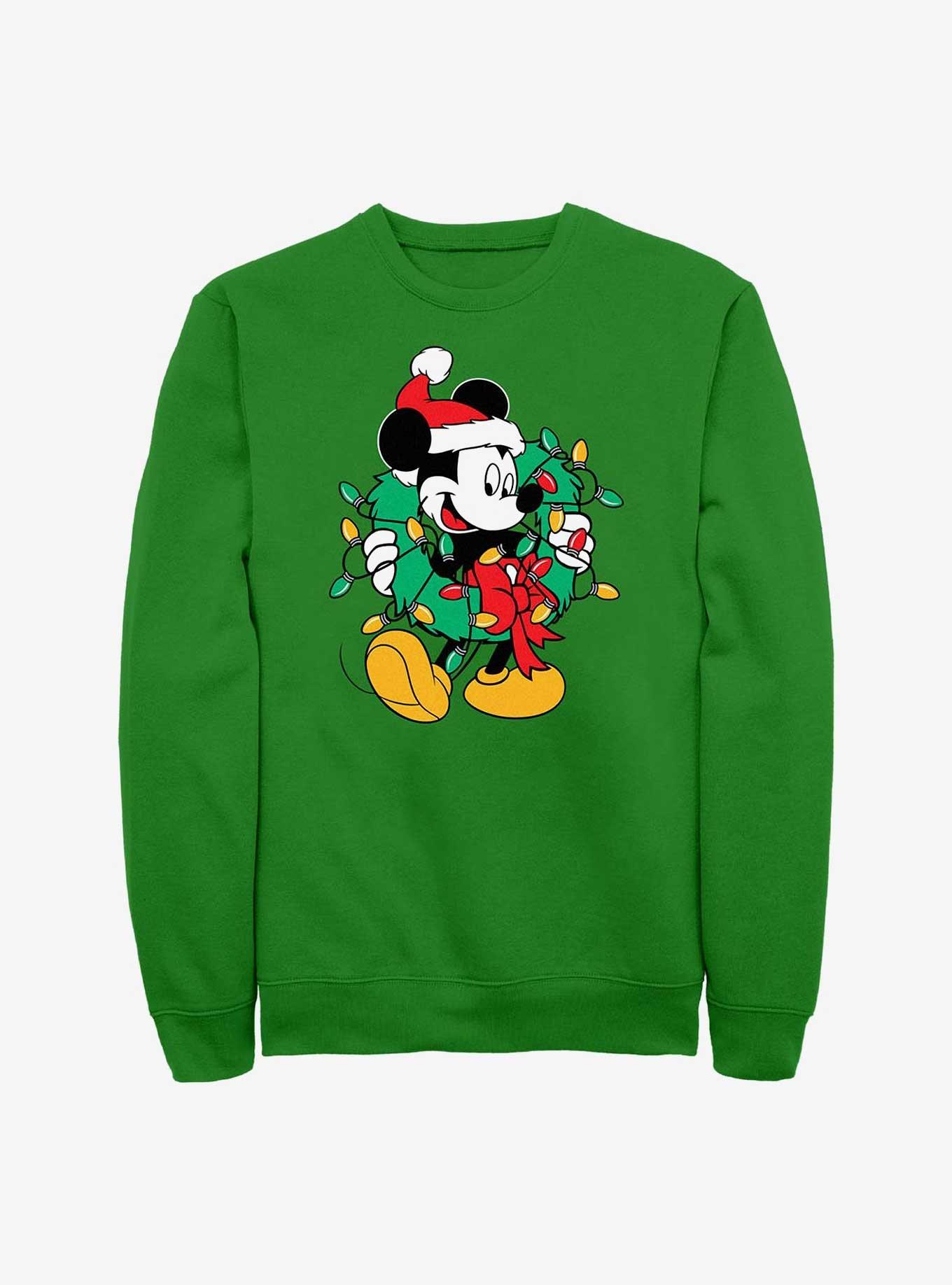 Disney Mickey Mouse Santa Mickey Wreath & Lights Sweatshirt