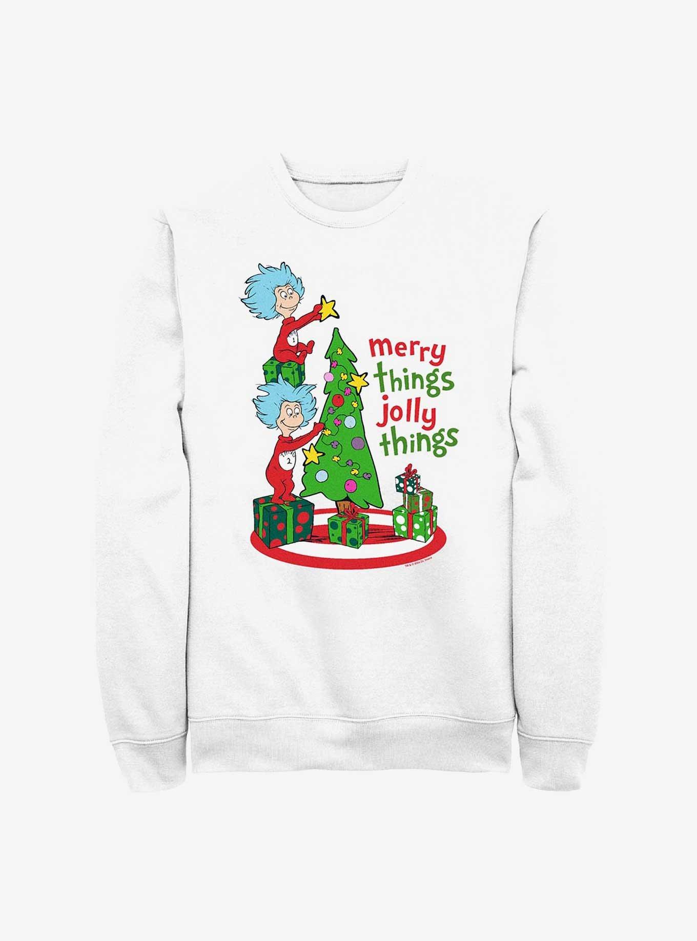 Dr. Seuss Merry Things Jolly Things Sweatshirt, WHITE, hi-res