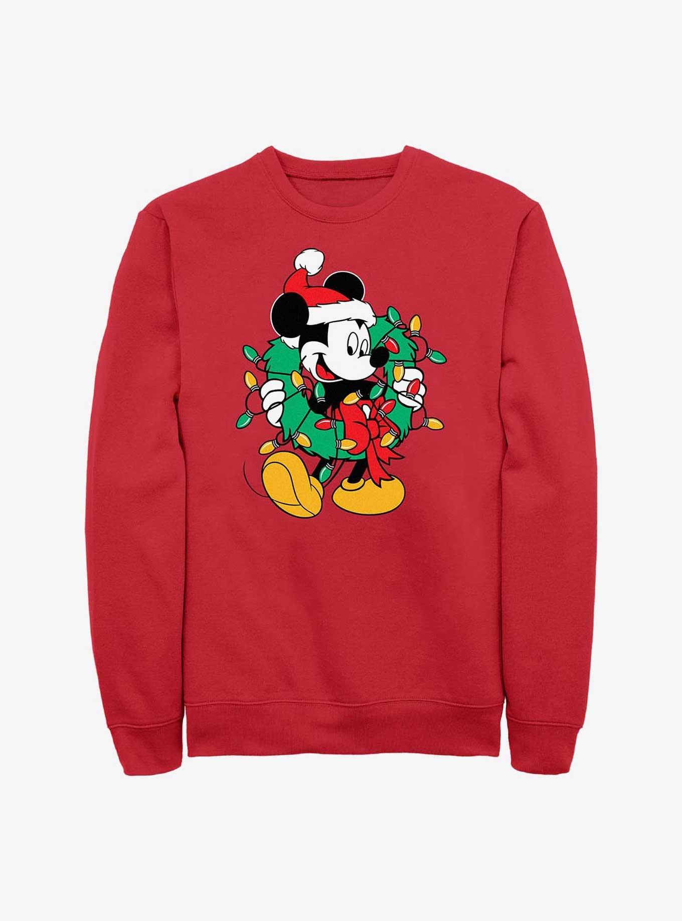 Disney Mickey Mouse Santa Mickey Wreath & Lights Sweatshirt, , hi-res