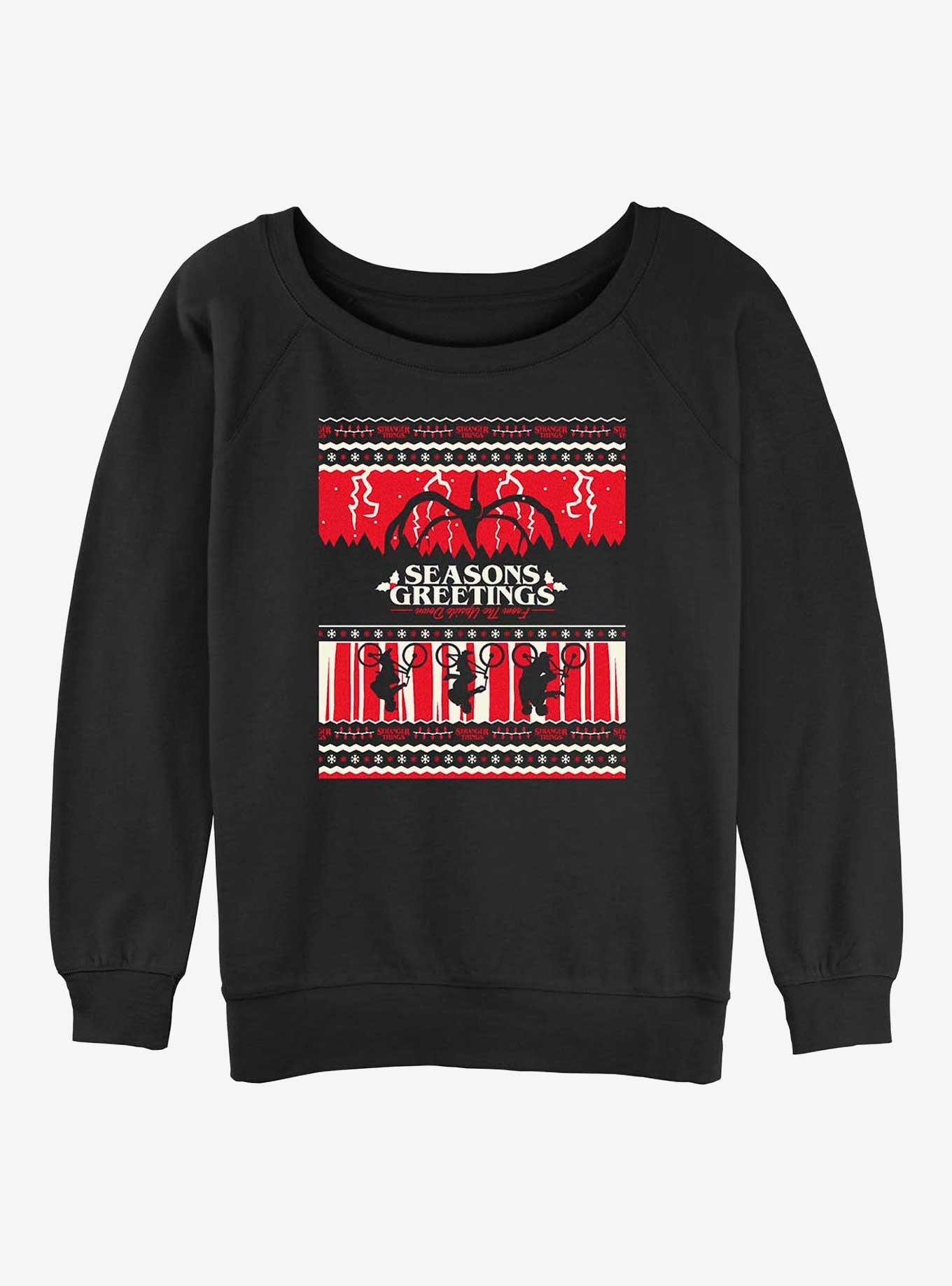 Stranger Things Seasons Greetings Girls Slouchy Sweatshirt, , hi-res