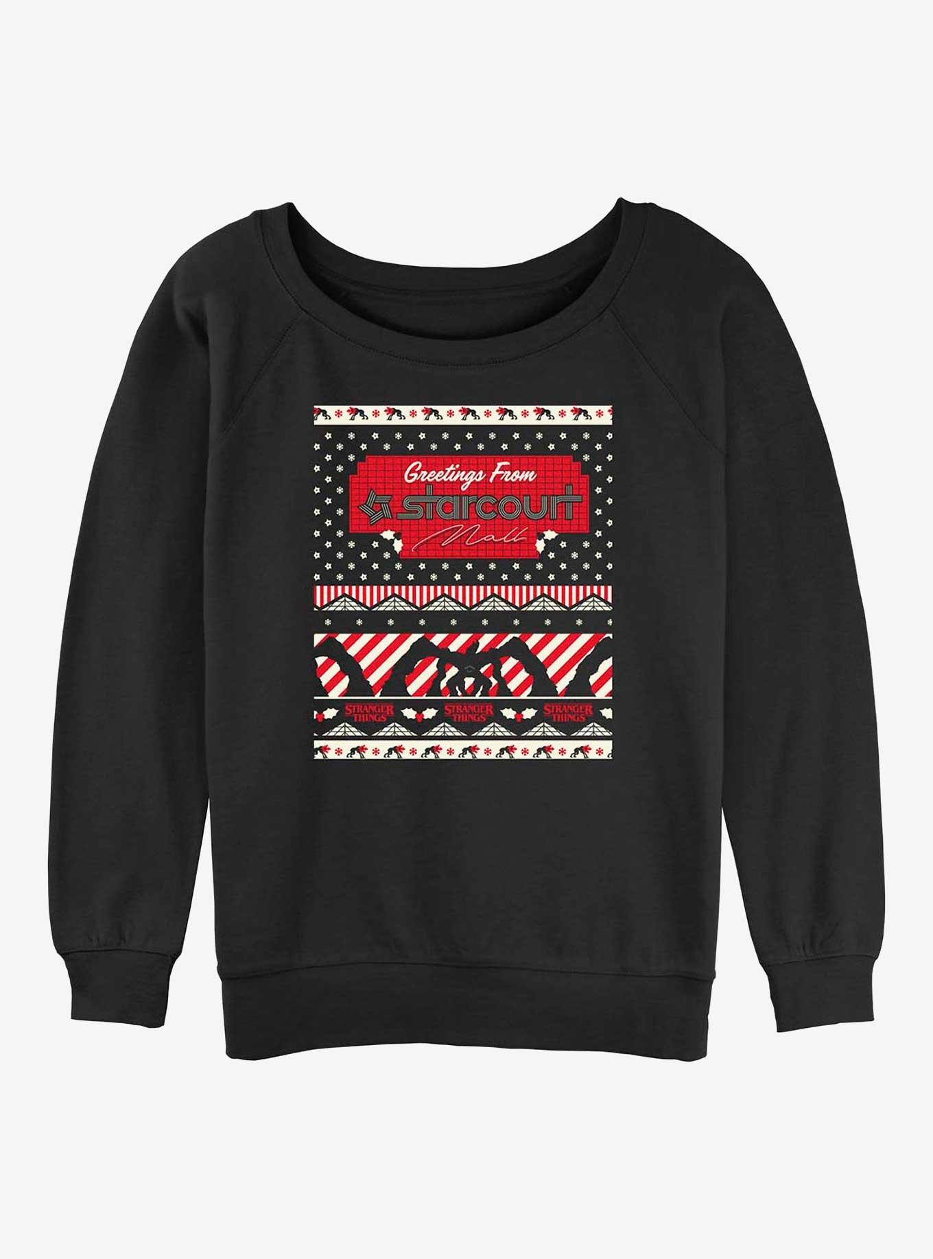 Stranger Things Greetings From Starcourt Girls Slouchy Sweatshirt, BLACK, hi-res