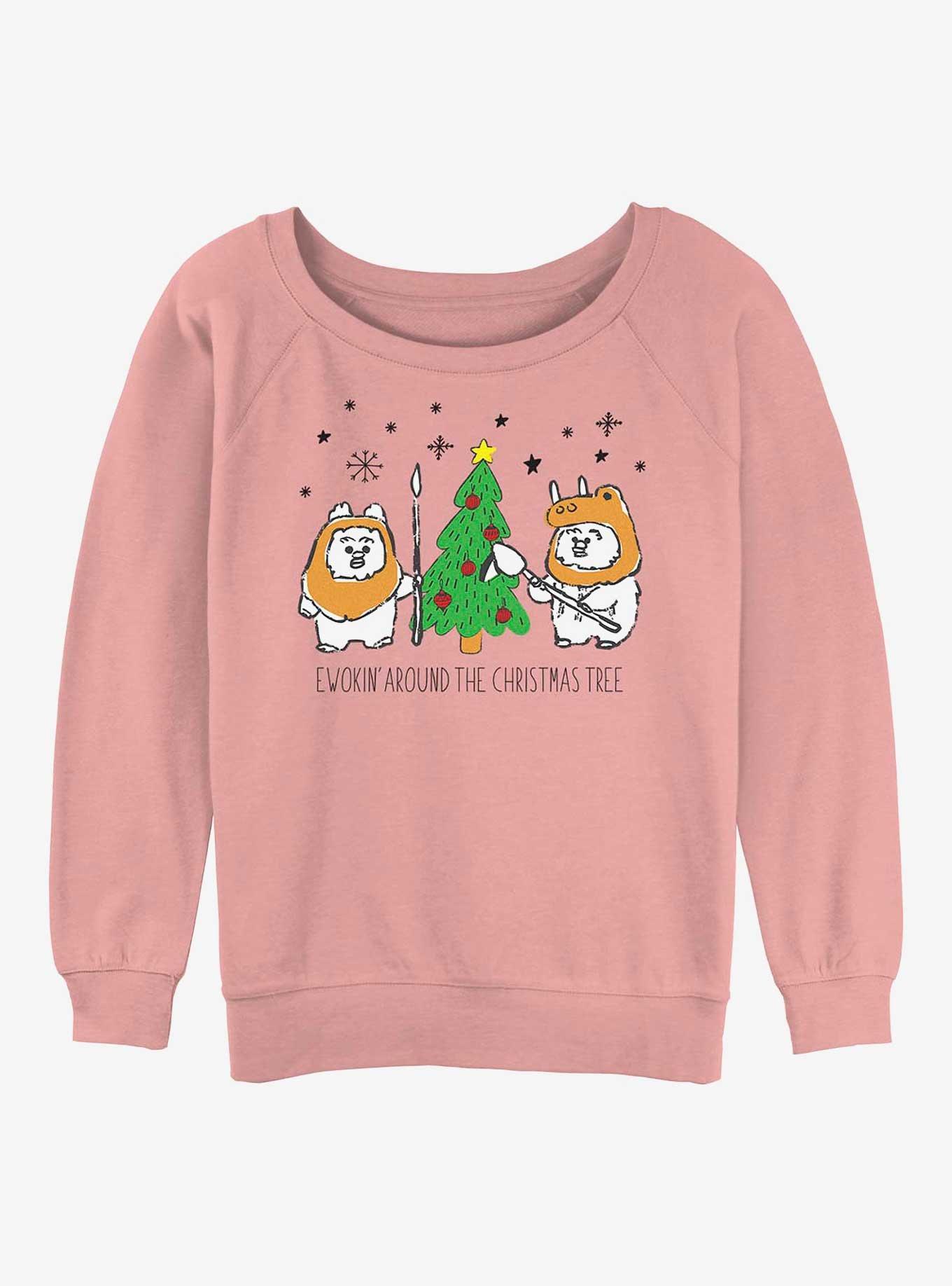 Star Wars Ewokin Around Xmas Tree Girls Slouchy Sweatshirt, DESERTPNK, hi-res