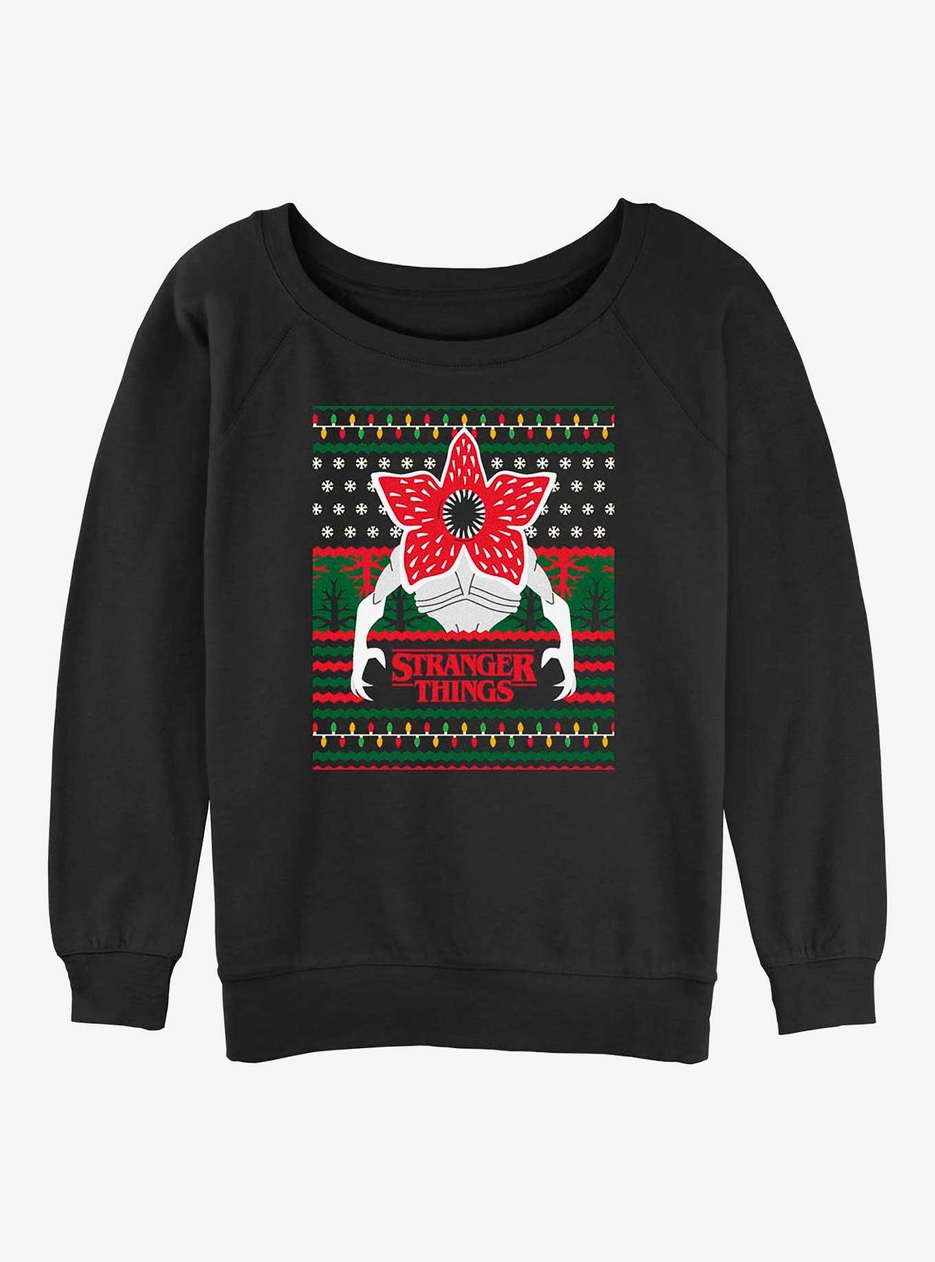 Stranger Things Demogorgon Ugly Sweater Girls Slouchy Sweatshirt