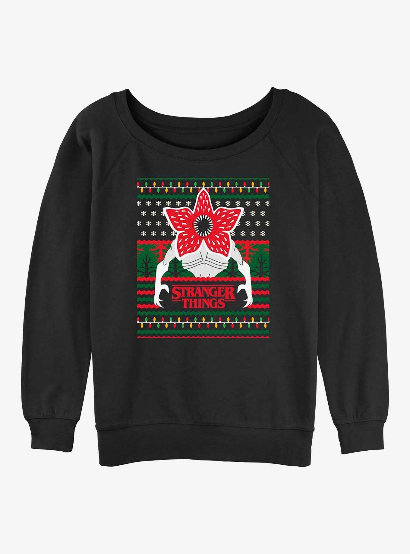 Stranger Things Demogorgon Ugly Sweater Girls Slouchy Sweatshirt, , hi-res