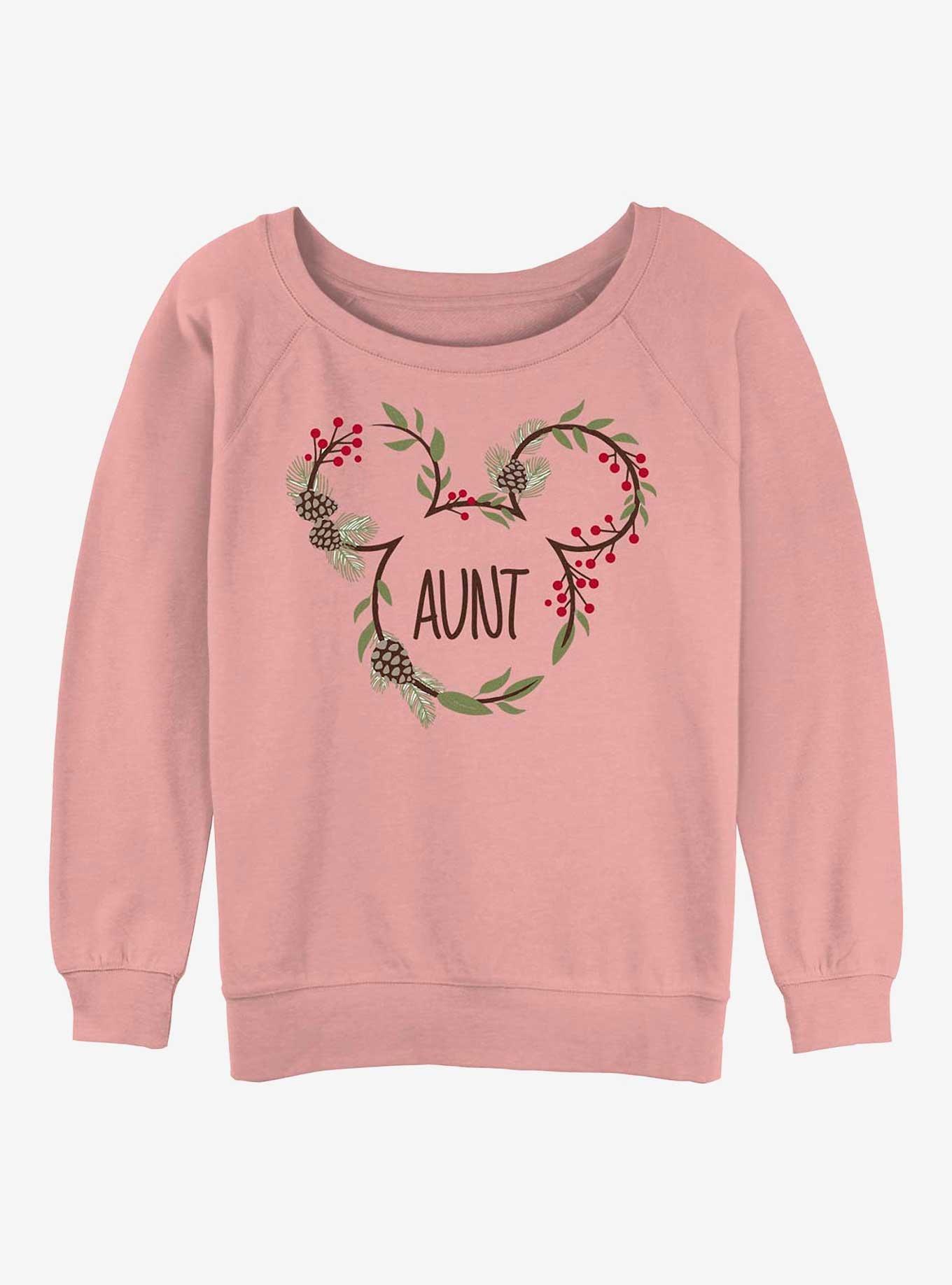 Disney Mickey Mouse Aunt Xmas Ears Girls Slouchy Sweatshirt, DESERTPNK, hi-res