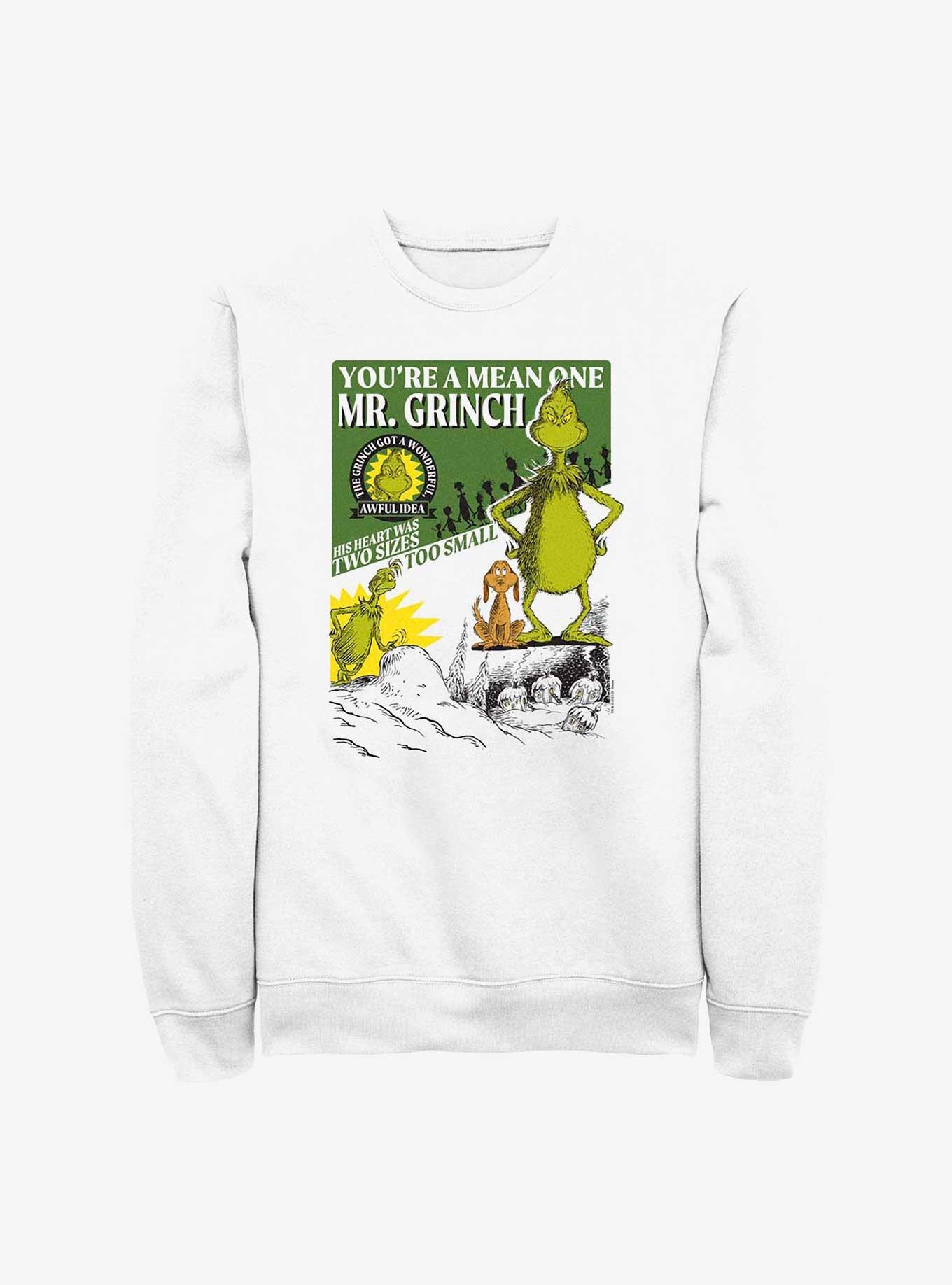 Dr. Seuss Grinch Poster Sweatshirt, WHITE, hi-res