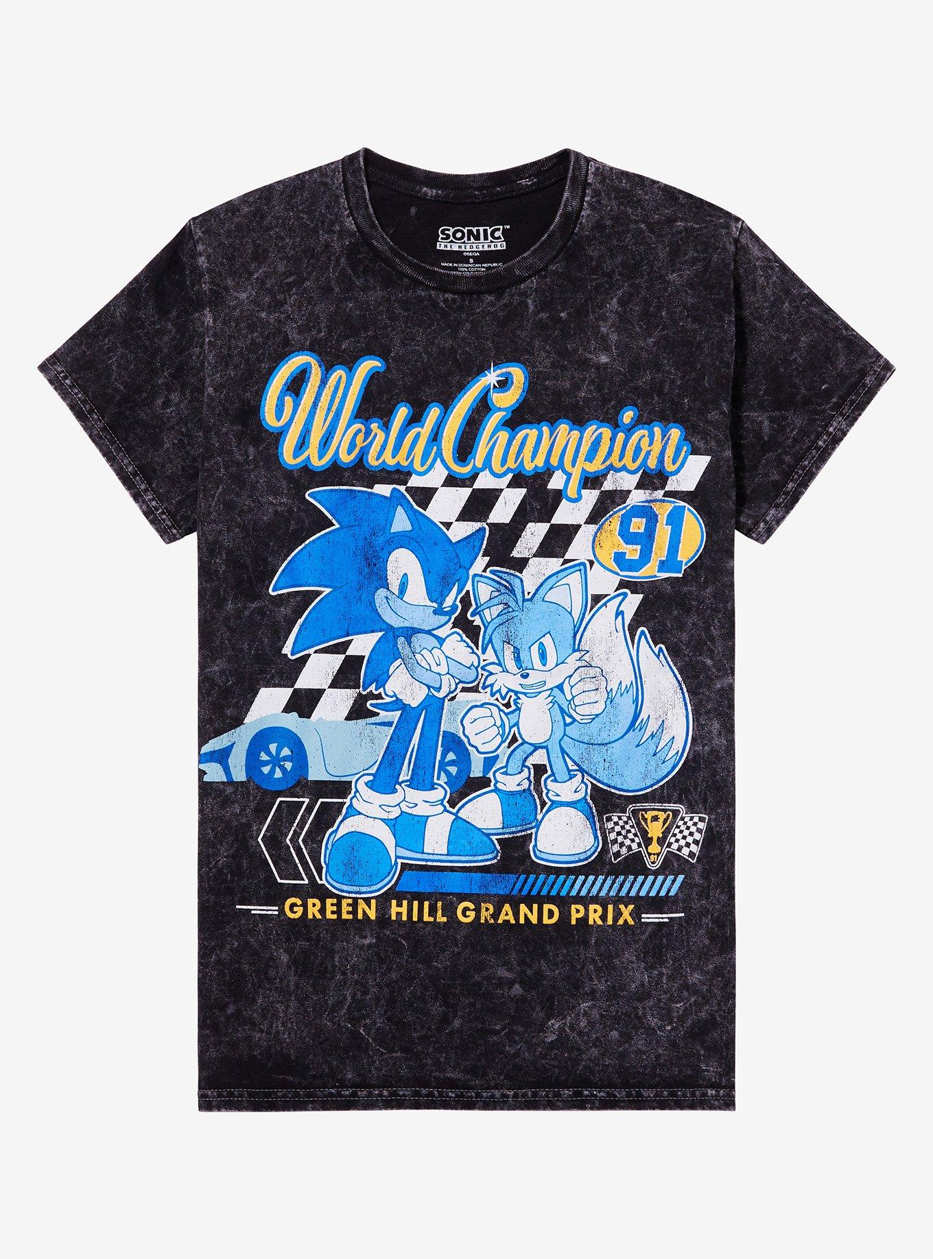 Sonic The Hedgehog World Champion Dark Wash Boyfriend Fit Girls T