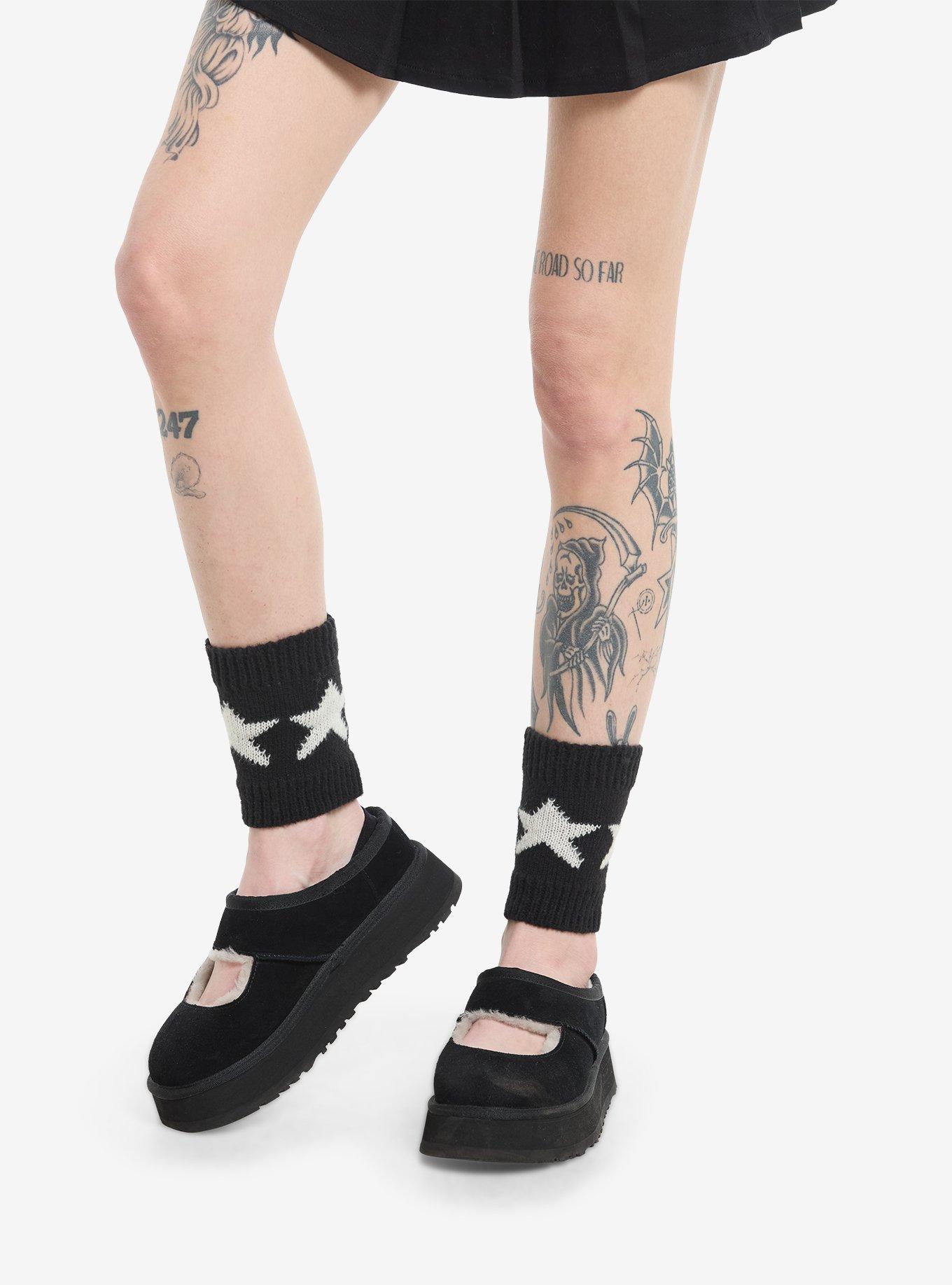 Black & White Star Ankle Leg Warmers, , hi-res