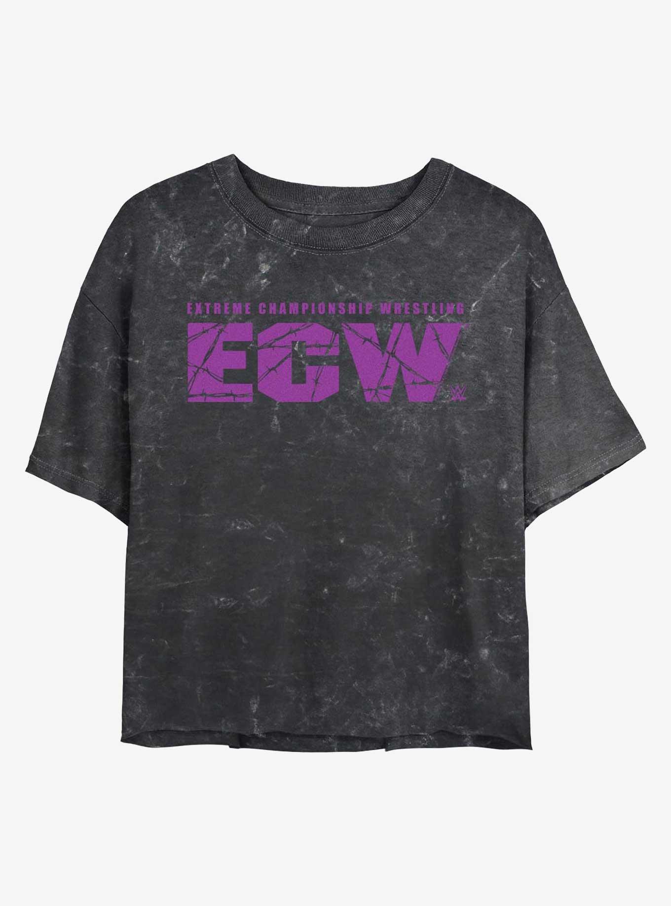 WWE ECW Logo Mineral Wash Girls Crop T-Shirt, , hi-res