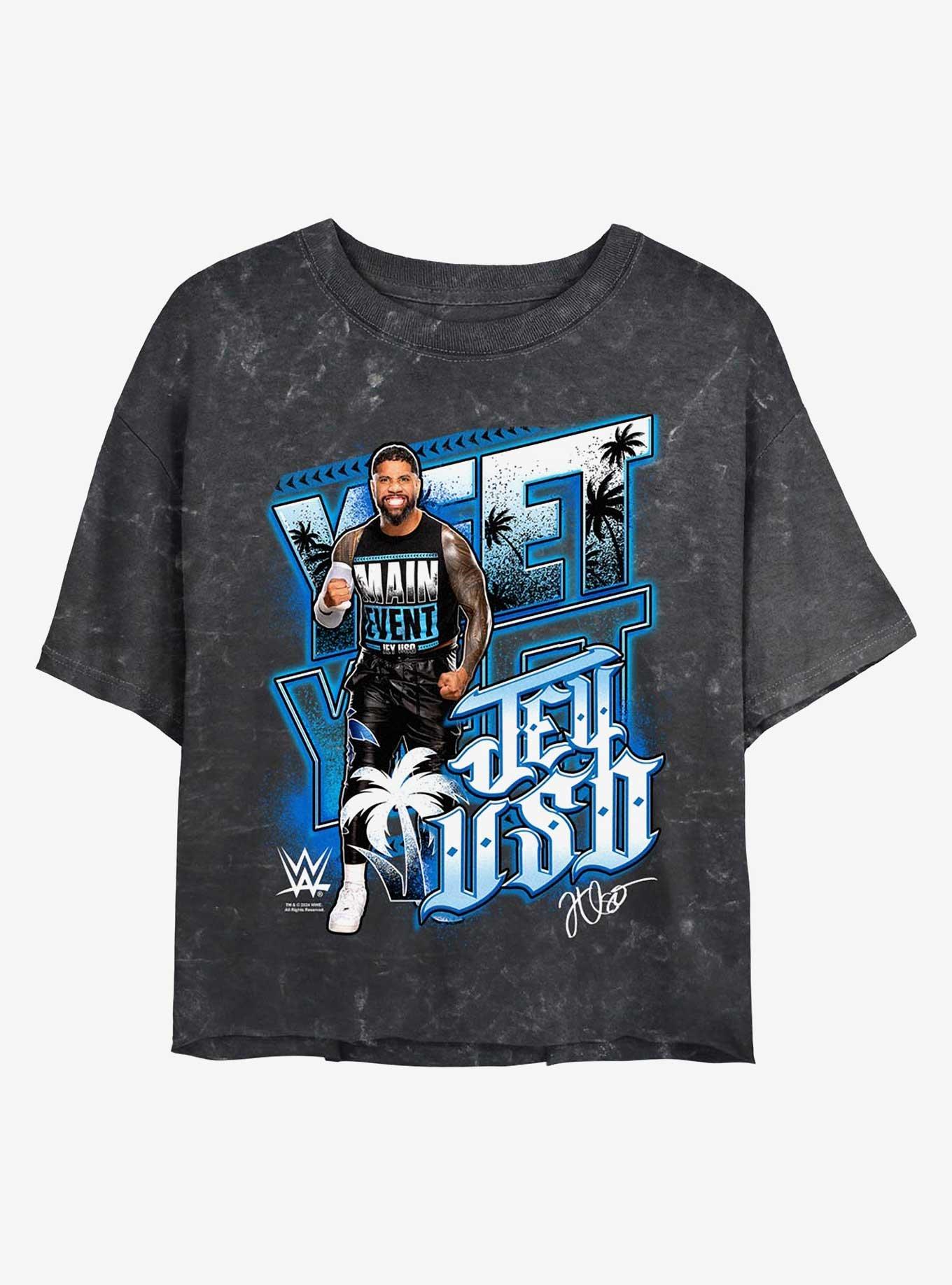 WWE Jey Uso Yeet Portrait Mineral Wash Girls Crop T-Shirt