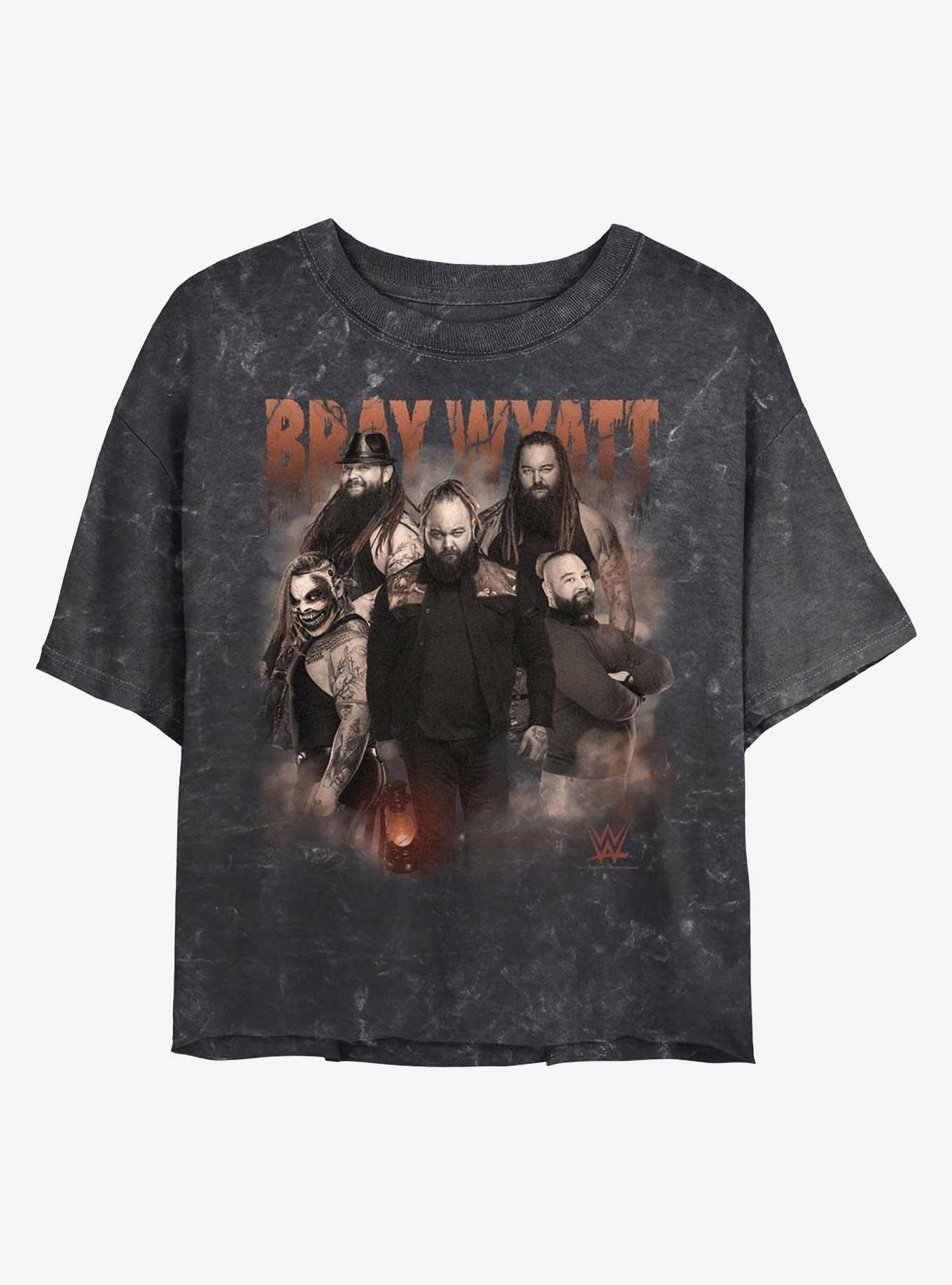 WWE Bray Wyatt Portrait Collage Mineral Wash Girls Crop TShirt MULTI
