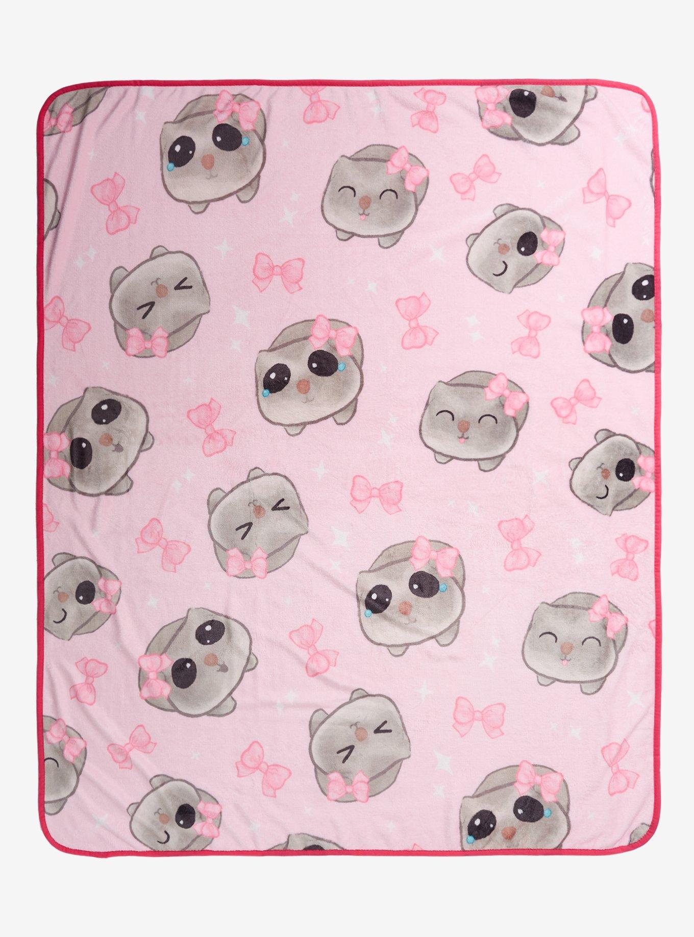 Crying Hamster Pink Bow Throw Blanket