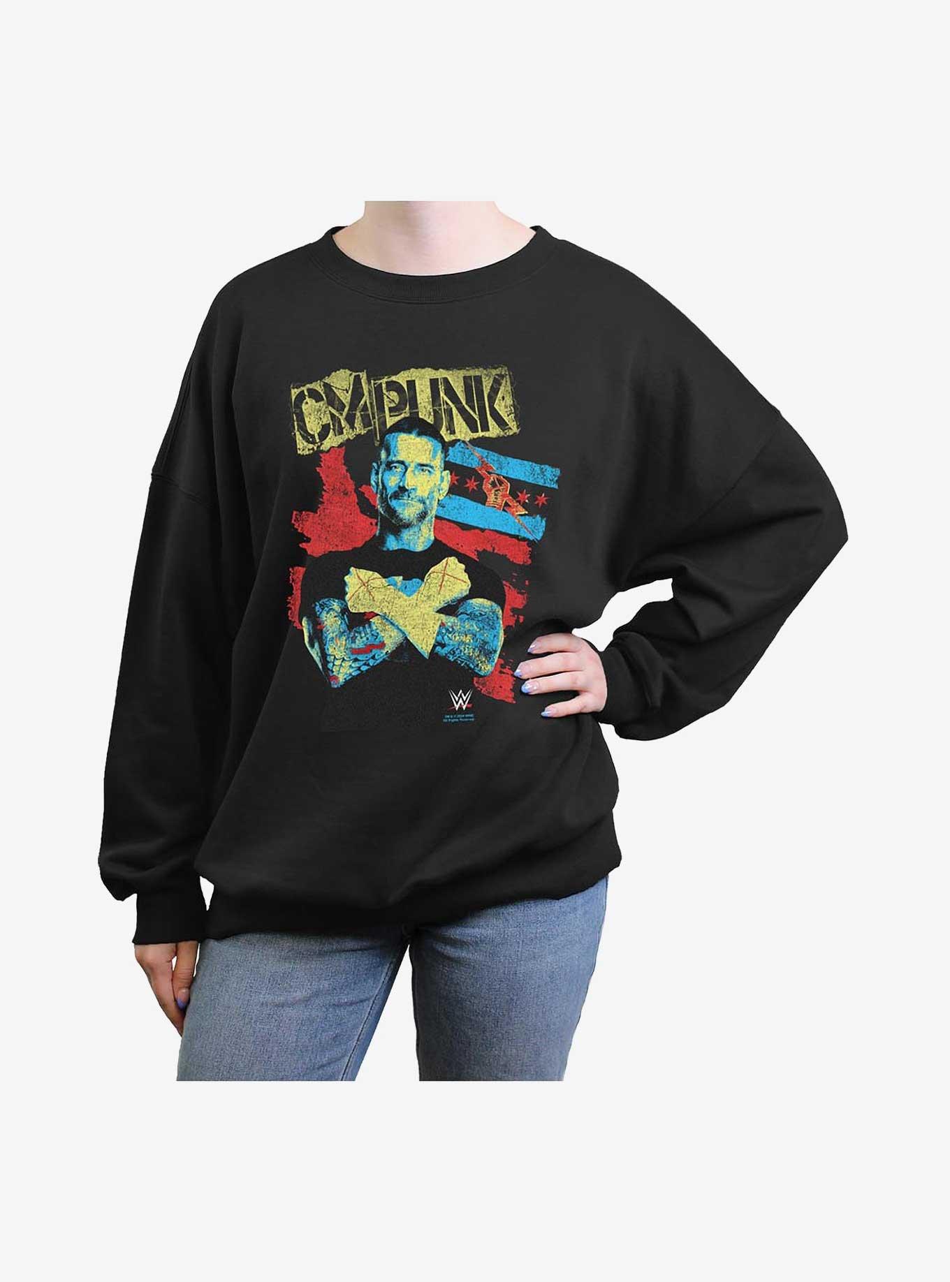 WWE CM Punk Portrait Stance Girls Oversized Sweatshirt, , hi-res