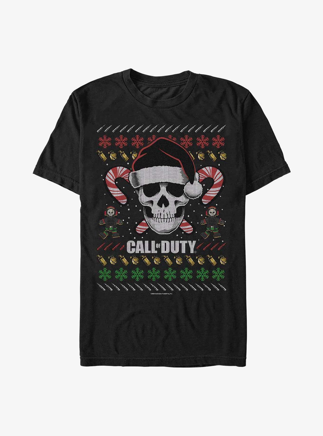 Call of Duty Ugly Christmas Skull T-Shirt, BLACK, hi-res