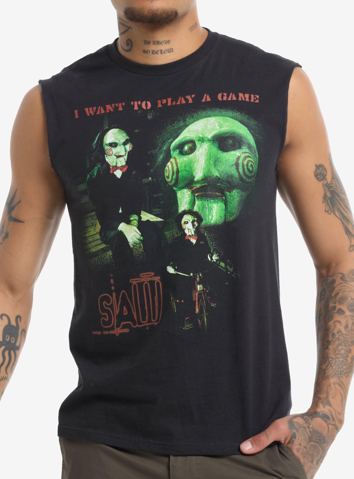 Saw Billy The Puppet Collage Muscle Tank Top, , hi-res