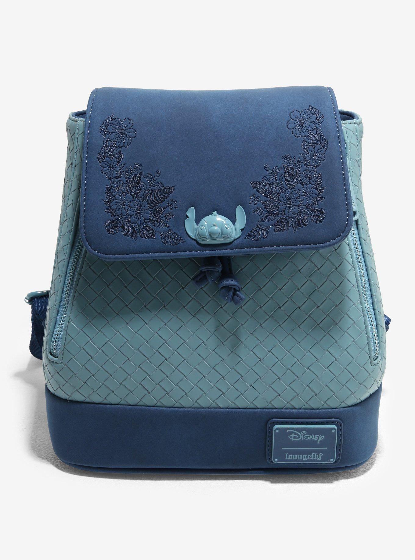 Brand New NWT Hot Topic Disney Lilo and Stitch Loungefly backpack book bag blue Loungefly Disney Lilo & Stitch Tropical Leaves Mini Backpack  main image 2