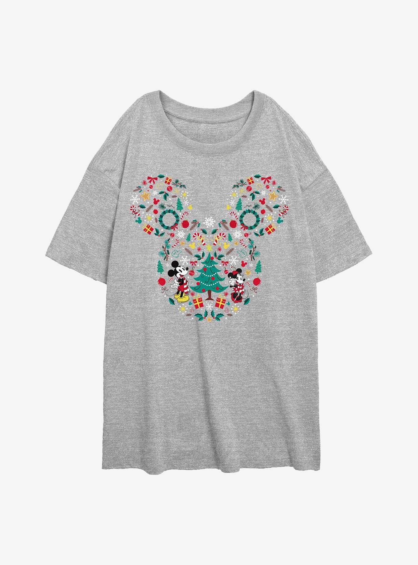 Disney Mickey Mouse & Minnie Mouse Holiday Icon Ear Fill Girls Oversized T-Shirt