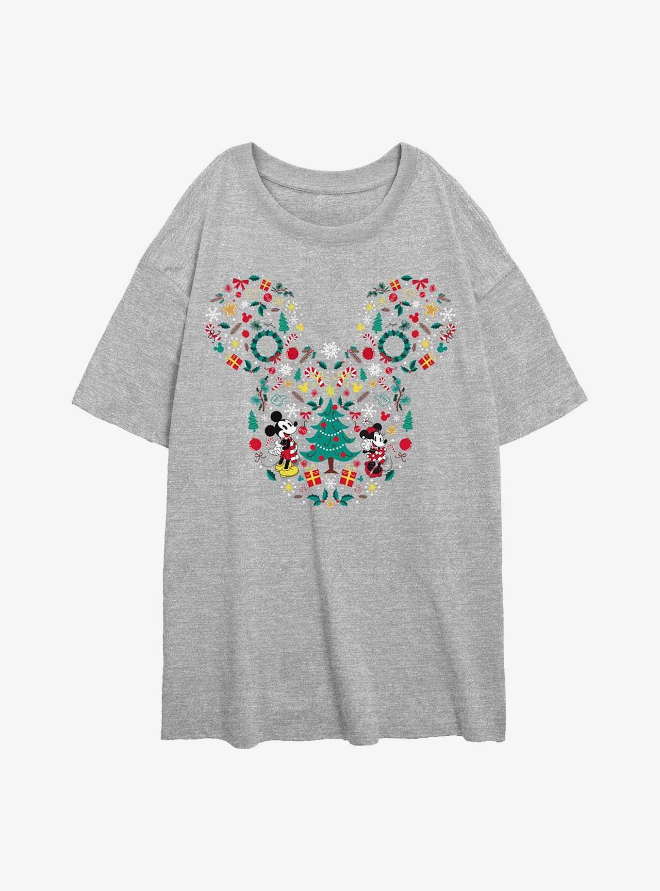 Disney Mickey Mouse & Minnie Mouse Holiday Icon Ear Fill Girls Oversized T-Shirt, , hi-res