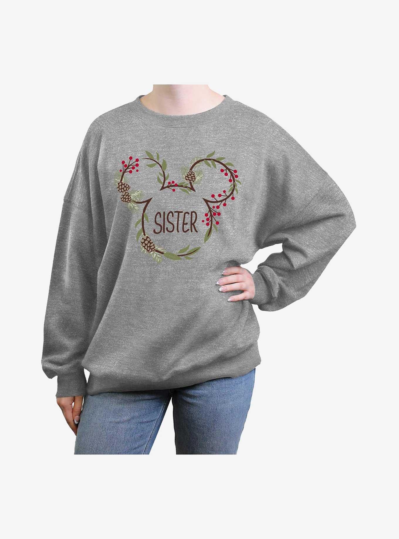 Disney Mickey Mouse Sister Xmas Ears Girls Oversized Sweatshirt, , hi-res