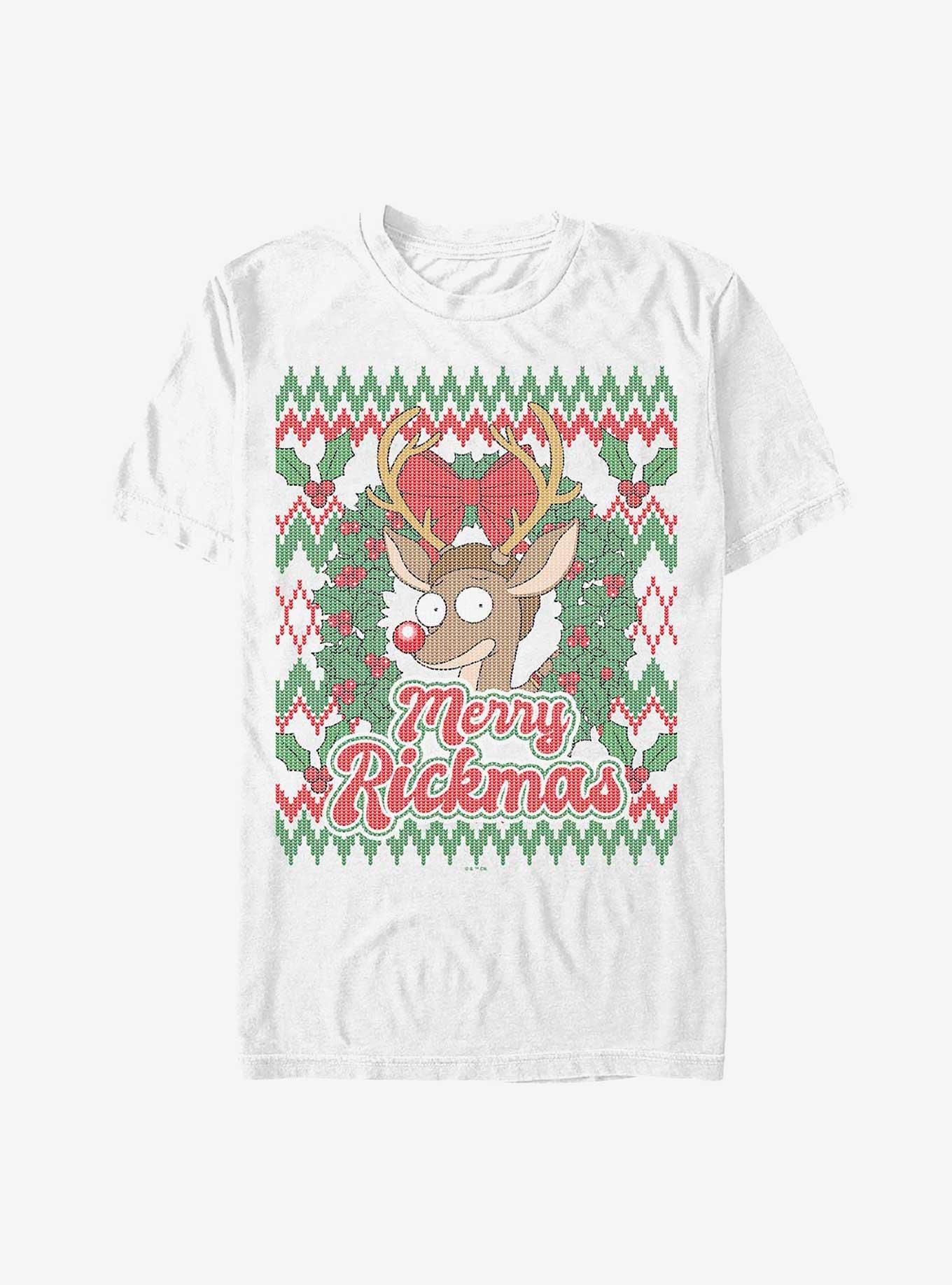 Rick and Morty Merry Rickmas Sweater T-Shirt, WHITE, hi-res