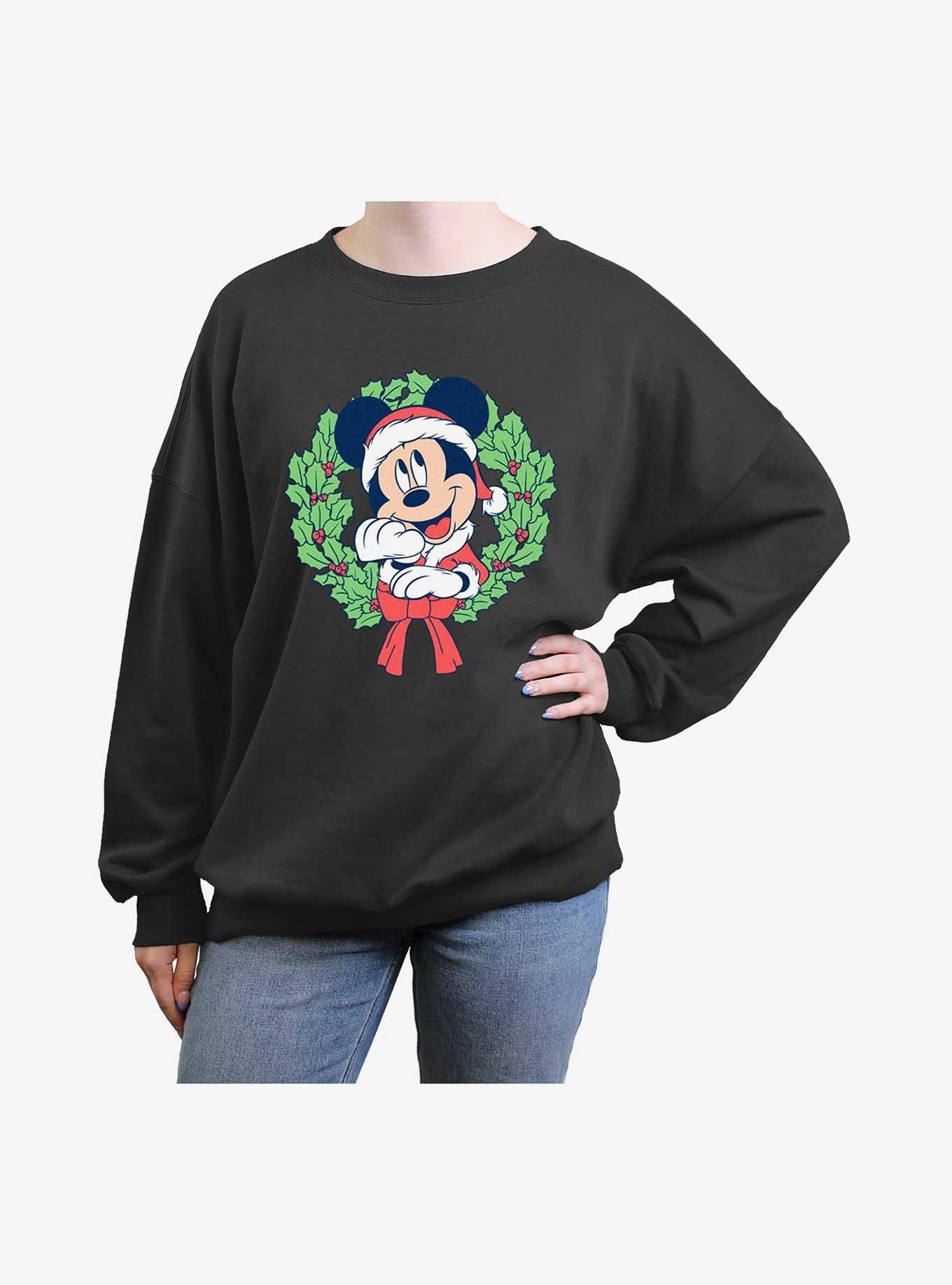 Disney Mickey Mouse Christmas Wreath Girls Oversized Sweatshirt