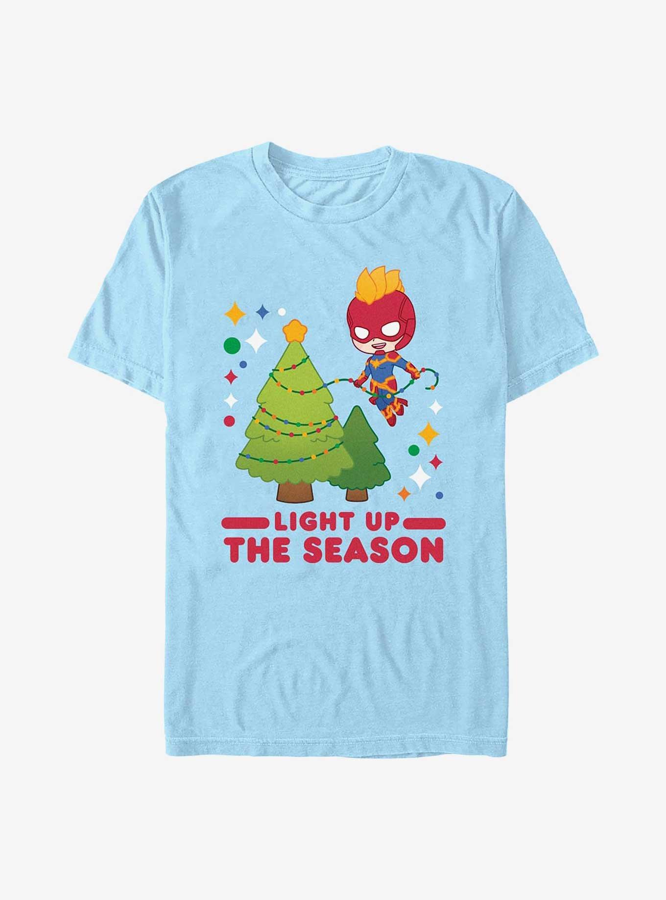 Marvel Captain Marvel Light Up The Season T-Shirt, LT BLUE, hi-res