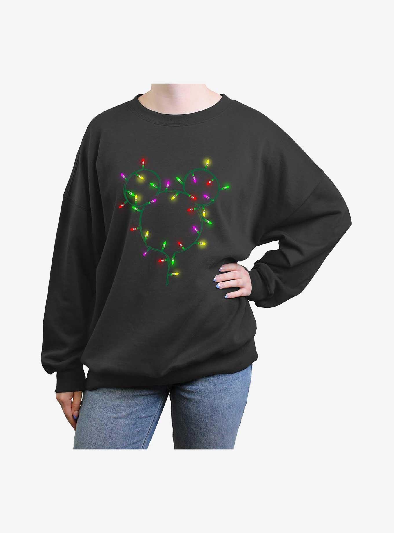 Disney Mickey Mouse Xmas Lite Strand Ears Girls Oversized Sweatshirt, , hi-res