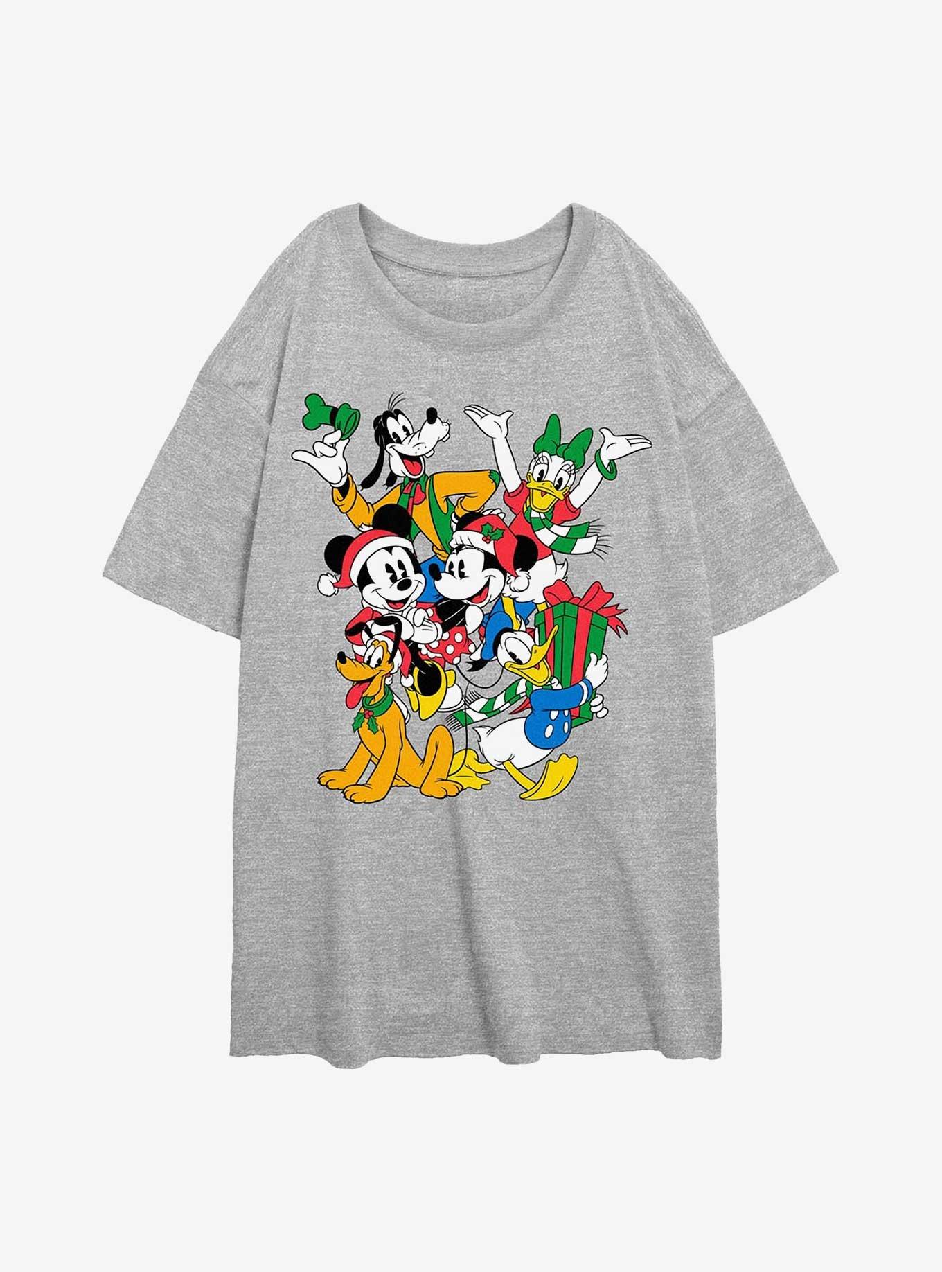 Disney Mickey Mouse Holiday Crew Girls Oversized T-Shirt