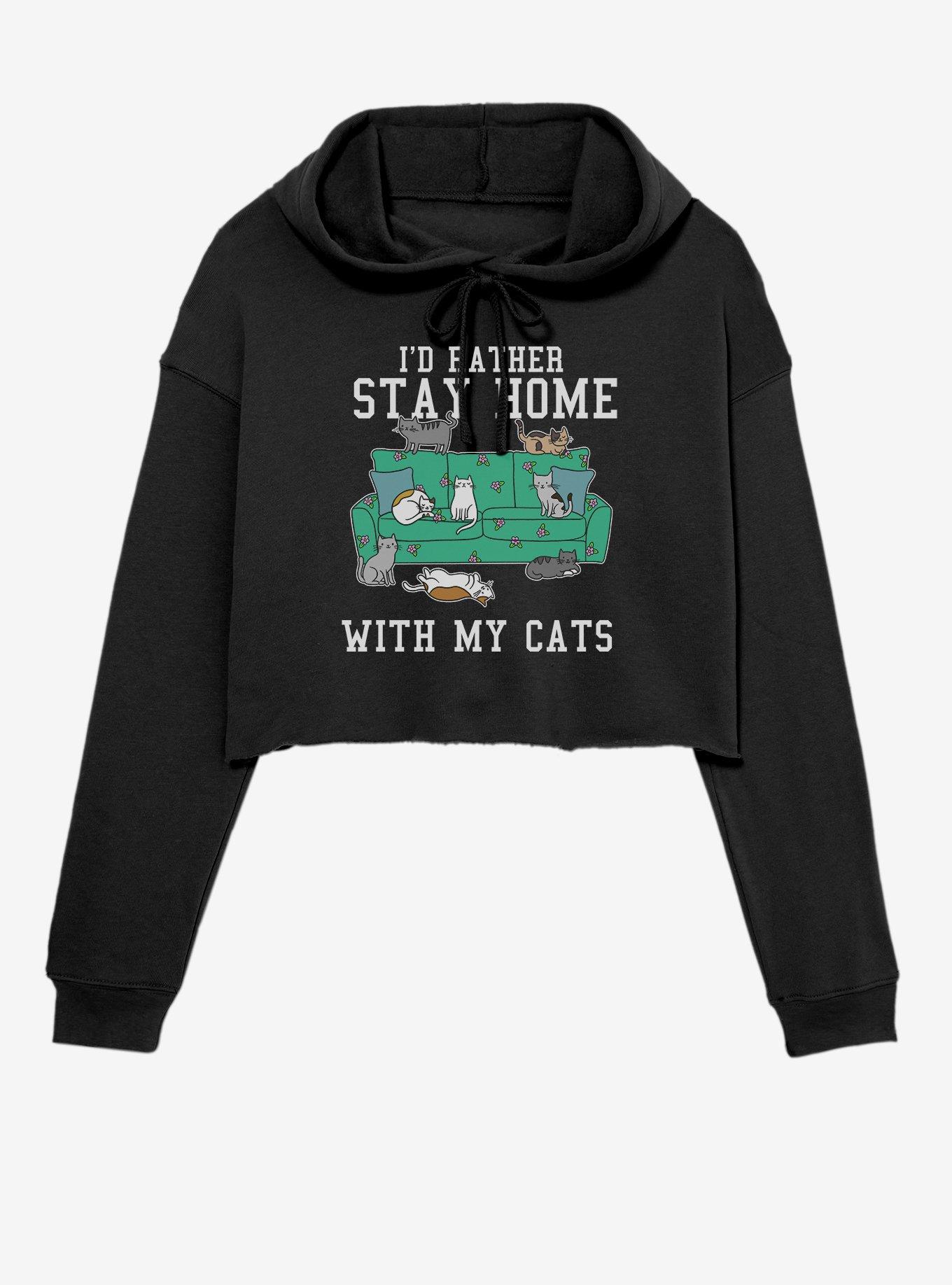 I'd Rather Stay Home Girls Crop Hoodie, , hi-res
