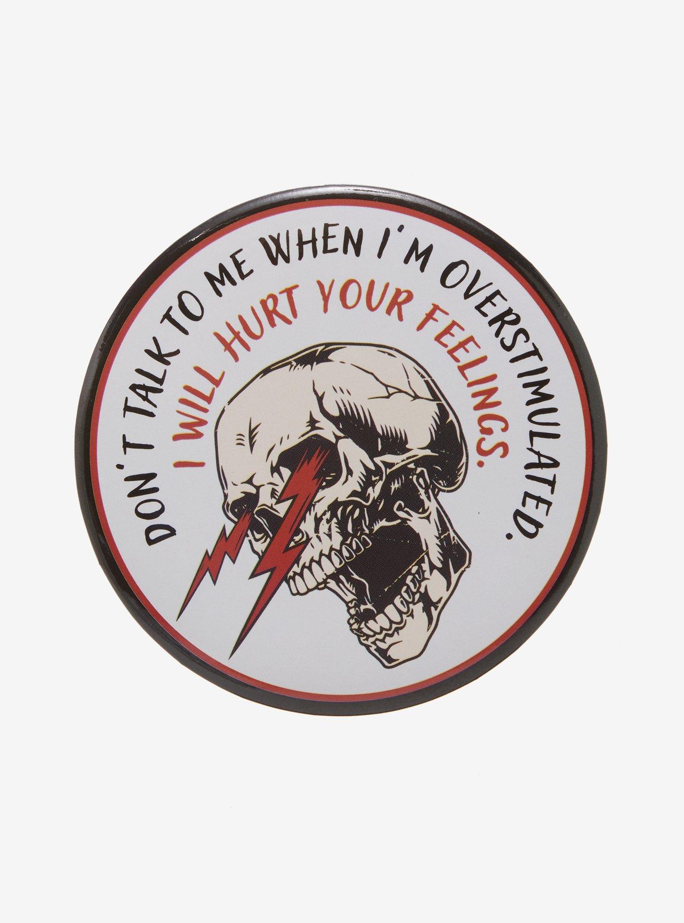 Overstimulated Skull 3 Inch Button, , hi-res