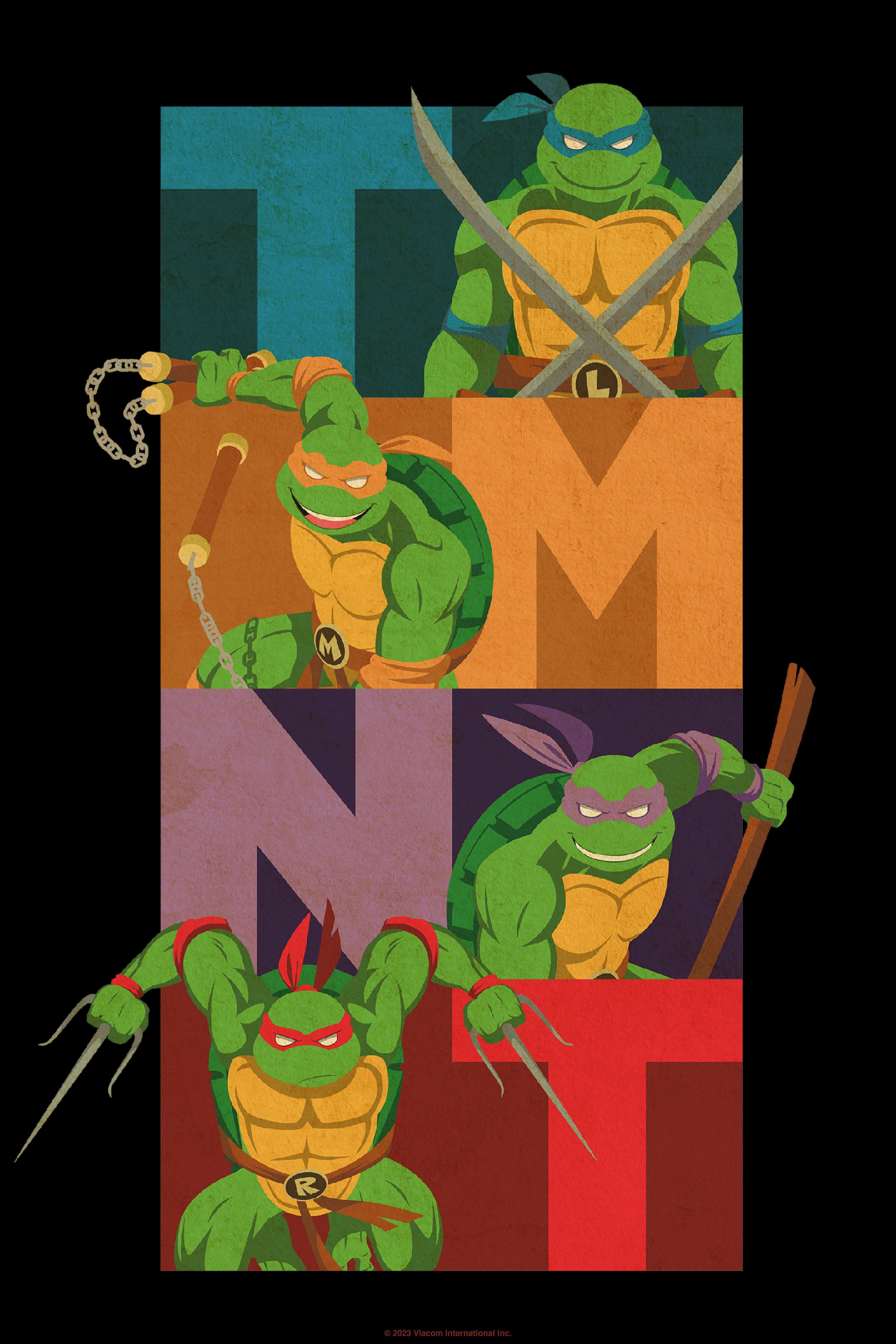 Teenage Mutant Ninja Turtles Colorblock Team Pose Poster - WHITE | Hot Topic, image size:4800x7200