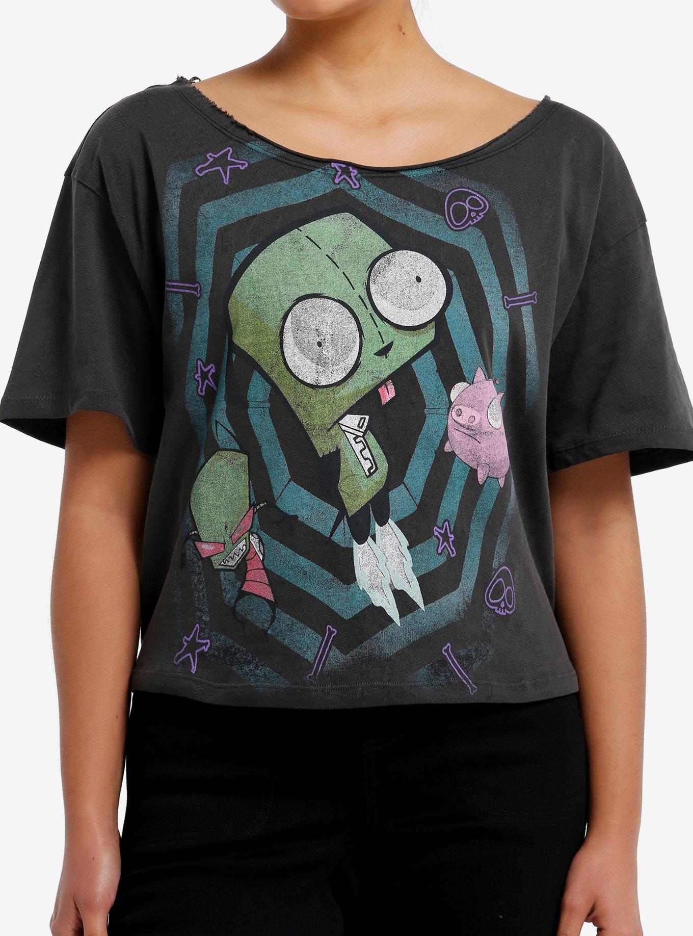 Invader Zim Off-The-Shoulder Girls Crop T-Shirt, , hi-res