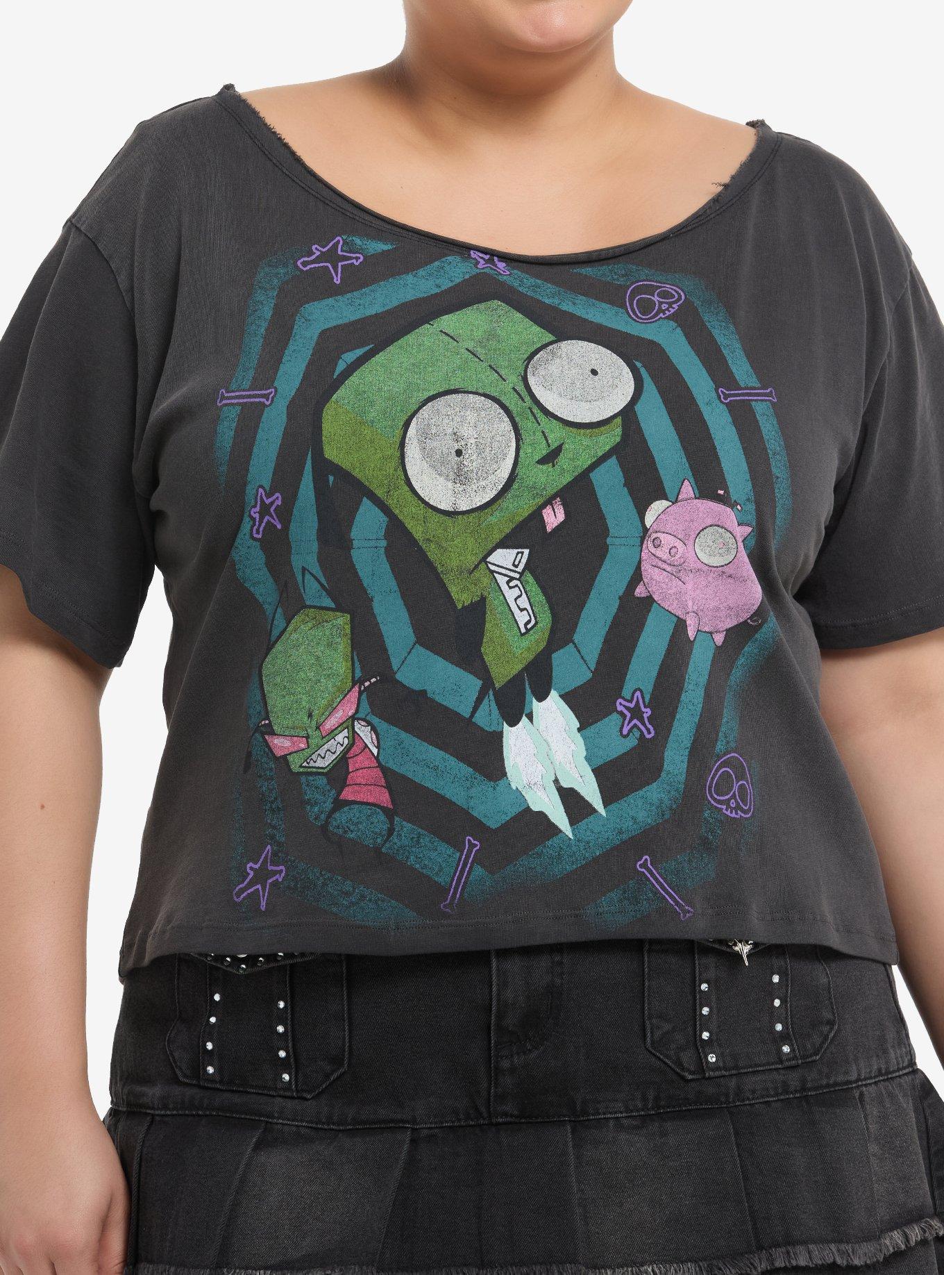 Invader Zim Off-The-Shoulder Girls Crop T-Shirt Plus Size, , hi-res